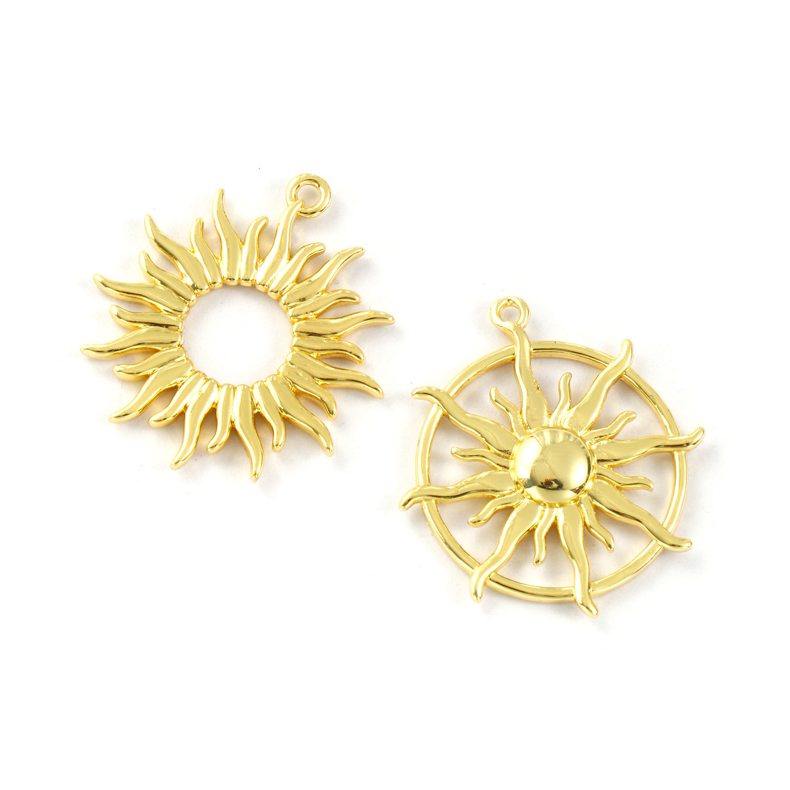 Изображение 2 PCs Brass Galaxy Charms 18K Gold Plated Sun