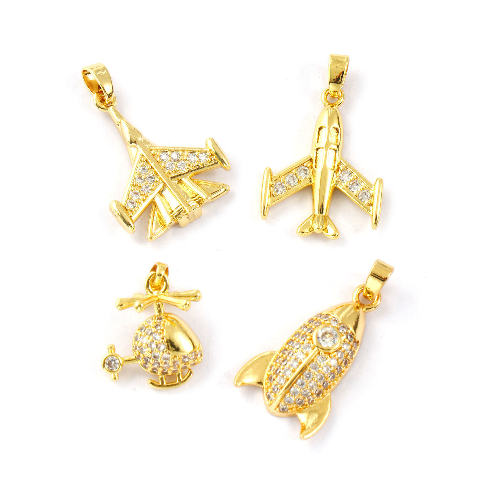 Bild von 2 PCs Eco-friendly Brass Charm Pendant 18K Real Gold Plated Micro Pave Clear Cubic Zirconia