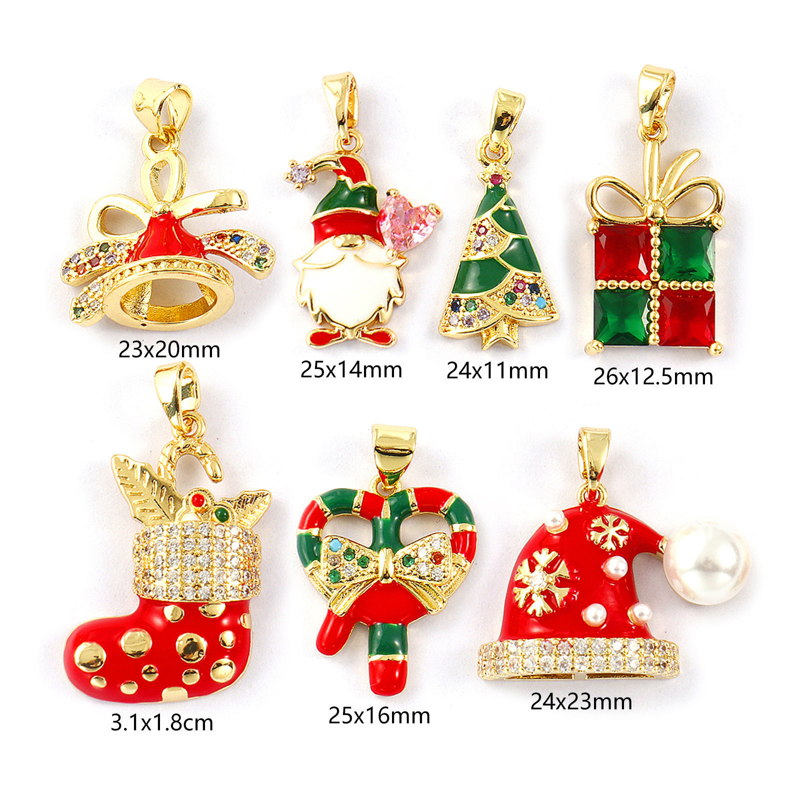 Picture of 2 PCs Brass Christmas Charm Pendant 18K Gold Plated