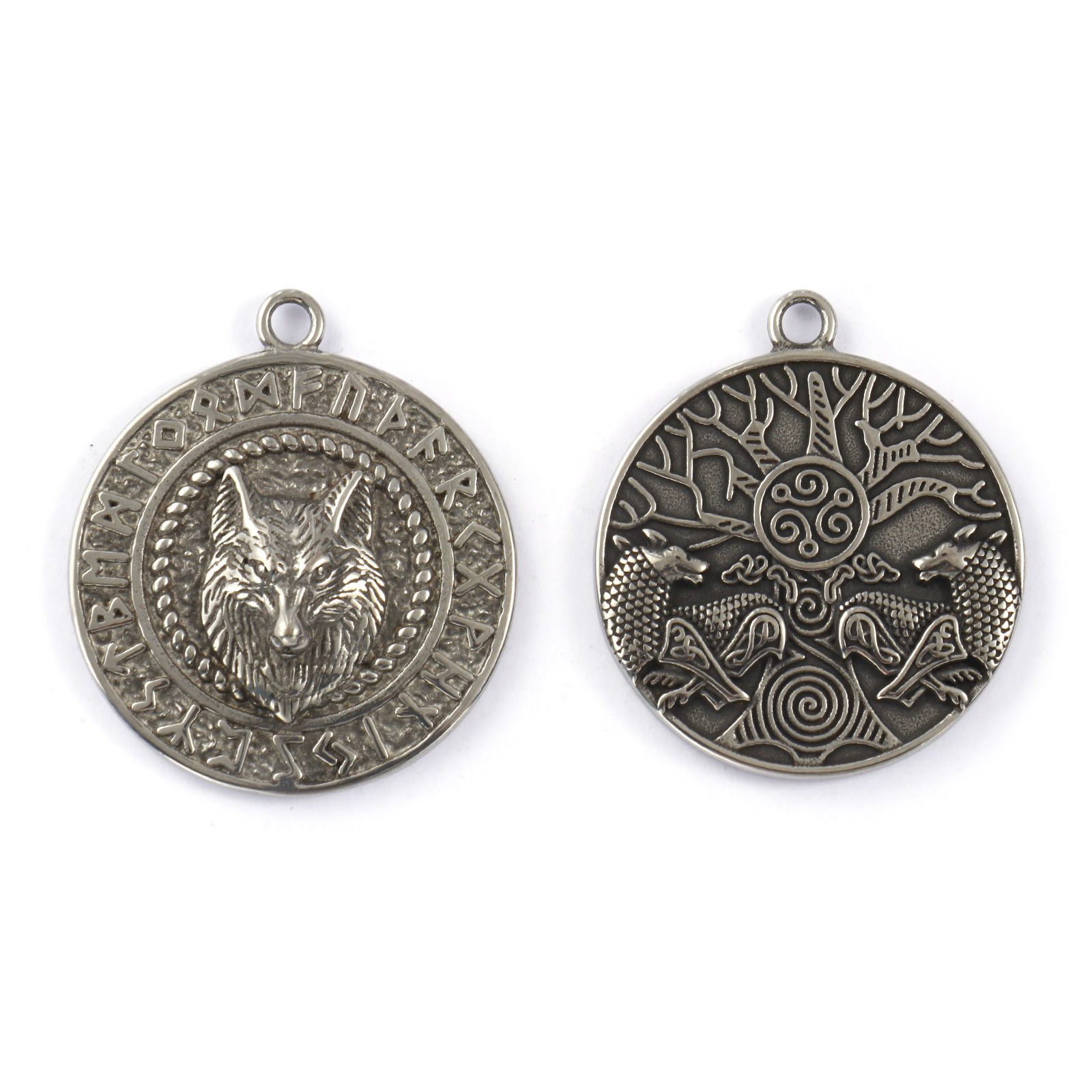 Изображение 1 ШТ Экологичный 304 Нержавеющая Сталь Богемный стиль Подвески Античное Серебро Круглые Диск Двухсторонний