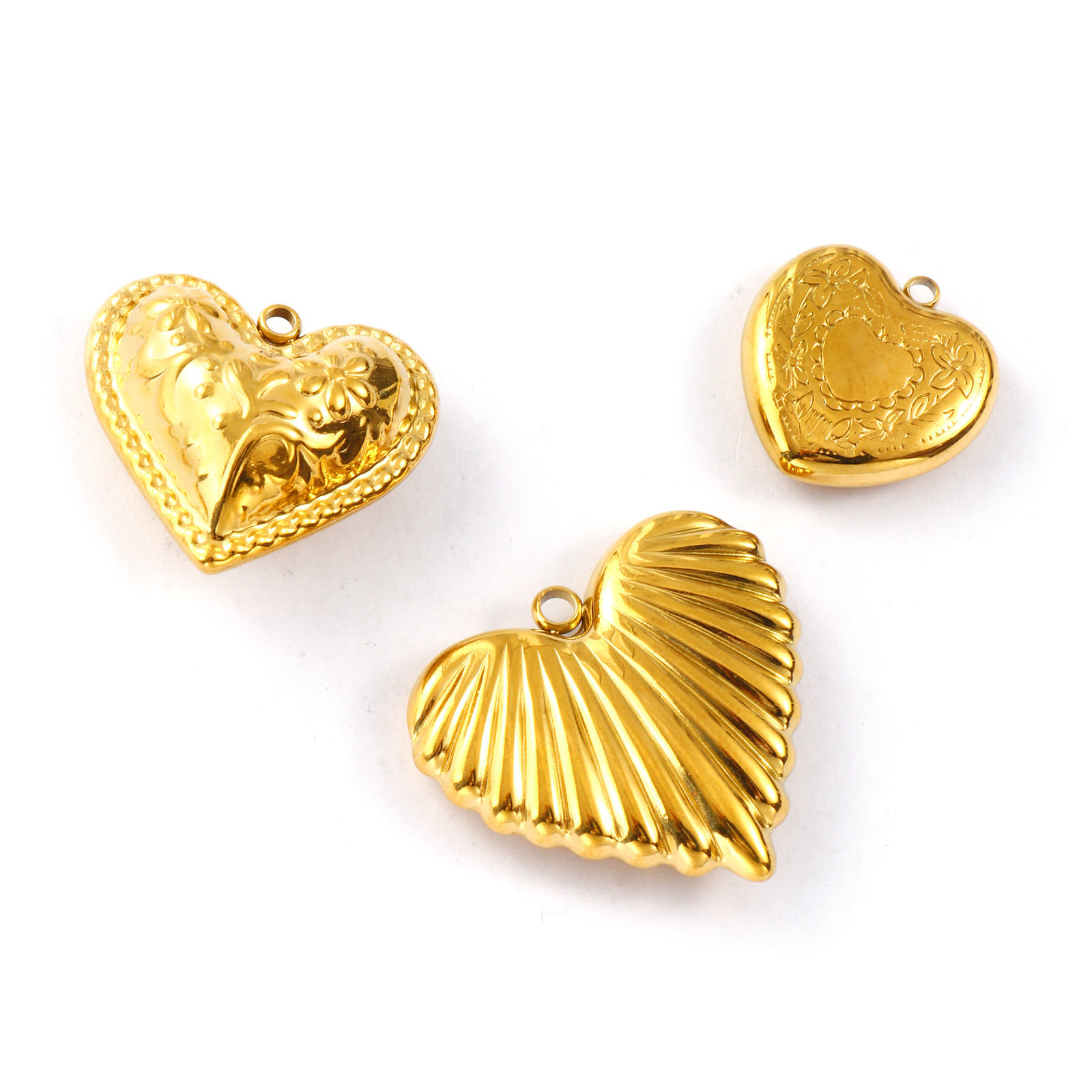 Изображение 1 ШТ Экологичное вакуумное PVD-покрытие 304 Нержавеющая Сталь День святого Валентина Подвески 18K настоящее золото с покрытием Сердце
