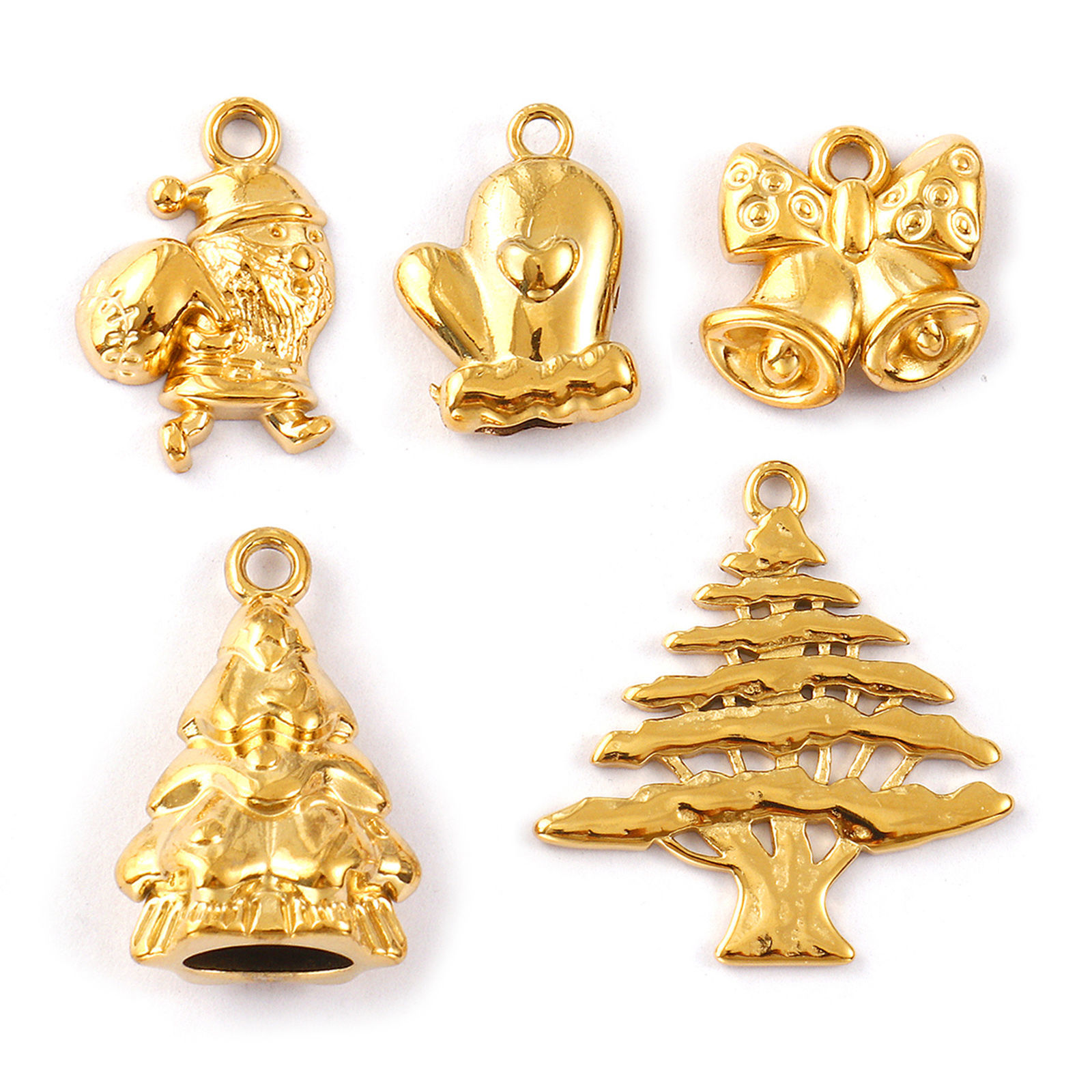 Picture of 1 Piece Eco-friendly PVD Vacuum Plating 304 Stainless Steel Christmas Charms 18K Real Gold Plated