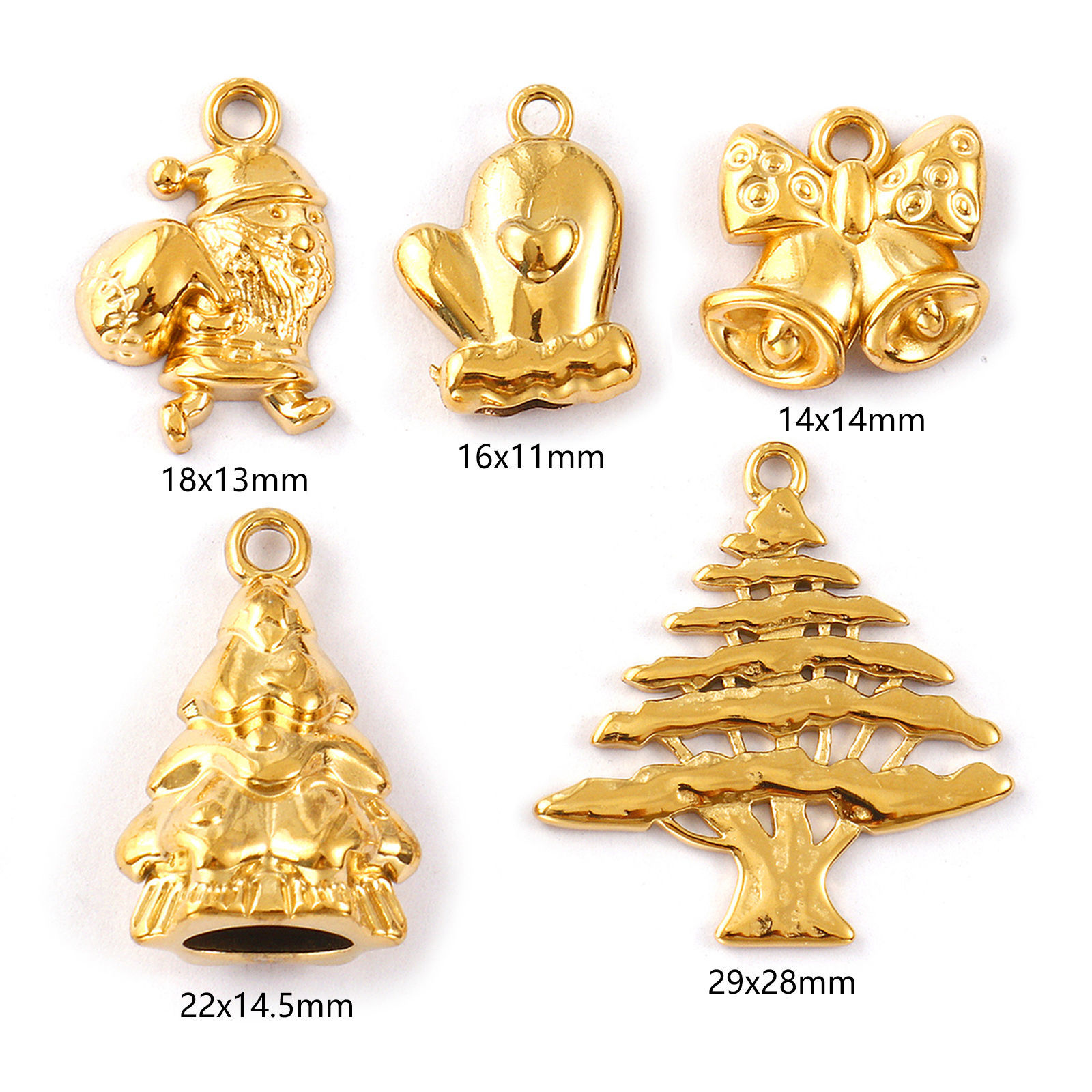Picture of 1 Piece Eco-friendly PVD Vacuum Plating 304 Stainless Steel Christmas Charms 18K Real Gold Plated