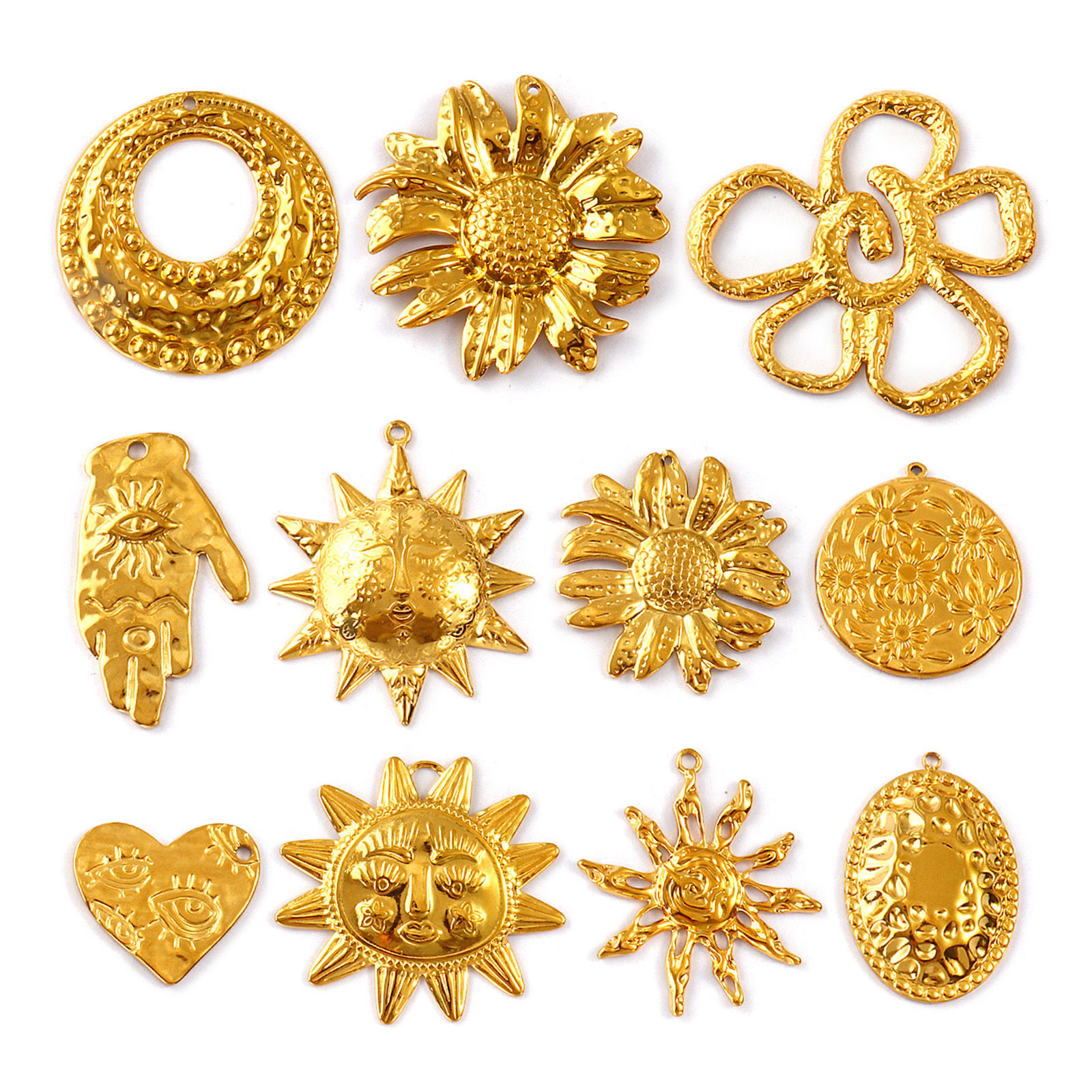 Picture of 2 PCs Eco-friendly PVD Vacuum Plating 304 Stainless Steel Charms 18K Real Gold Plated