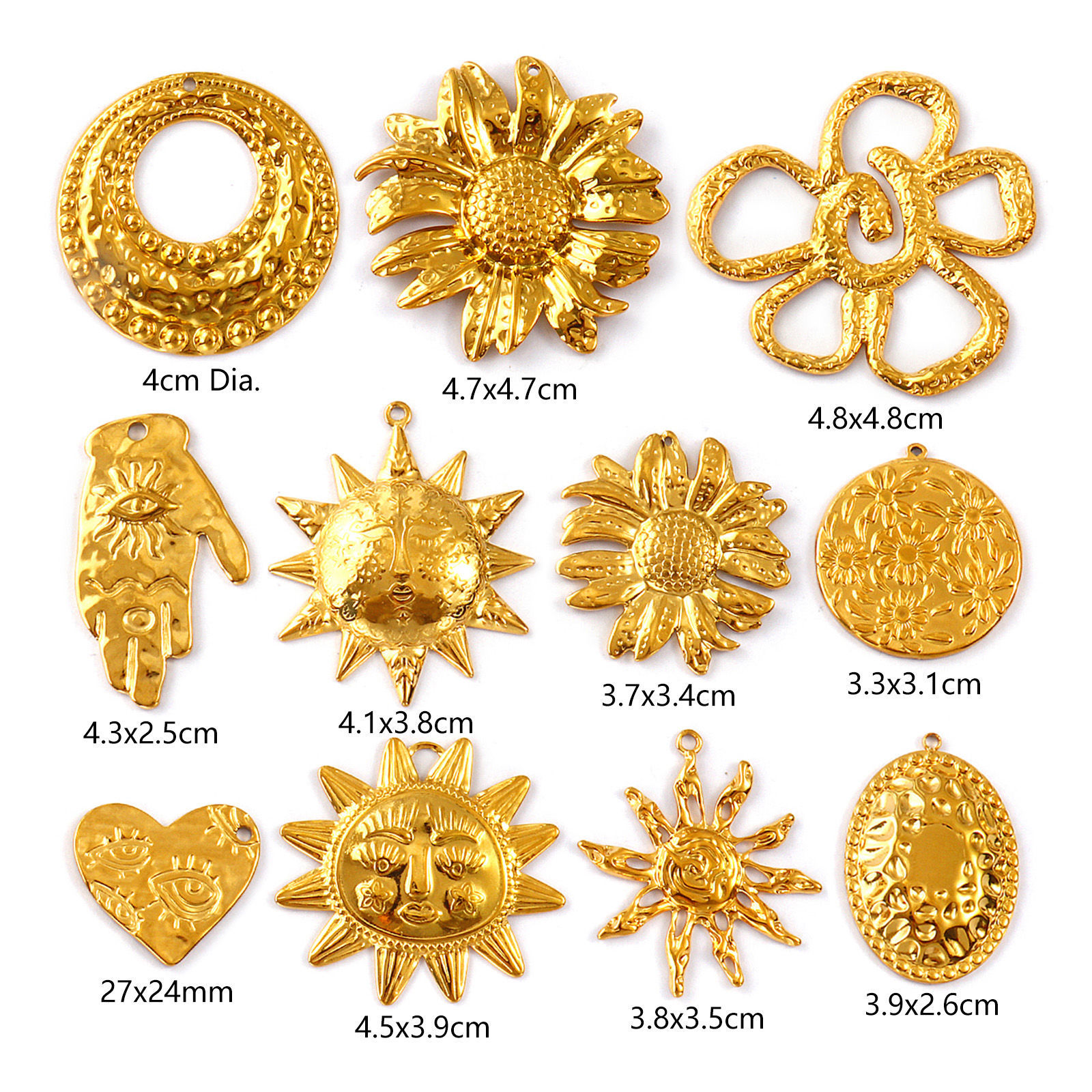 Picture of 2 PCs Eco-friendly PVD Vacuum Plating 304 Stainless Steel Charms 18K Real Gold Plated