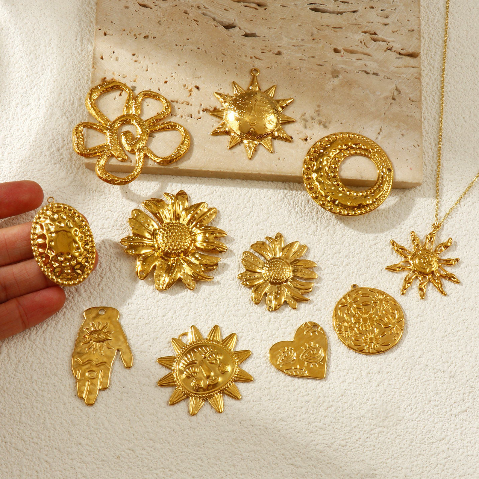 Picture of 2 PCs Eco-friendly PVD Vacuum Plating 304 Stainless Steel Charms 18K Real Gold Plated