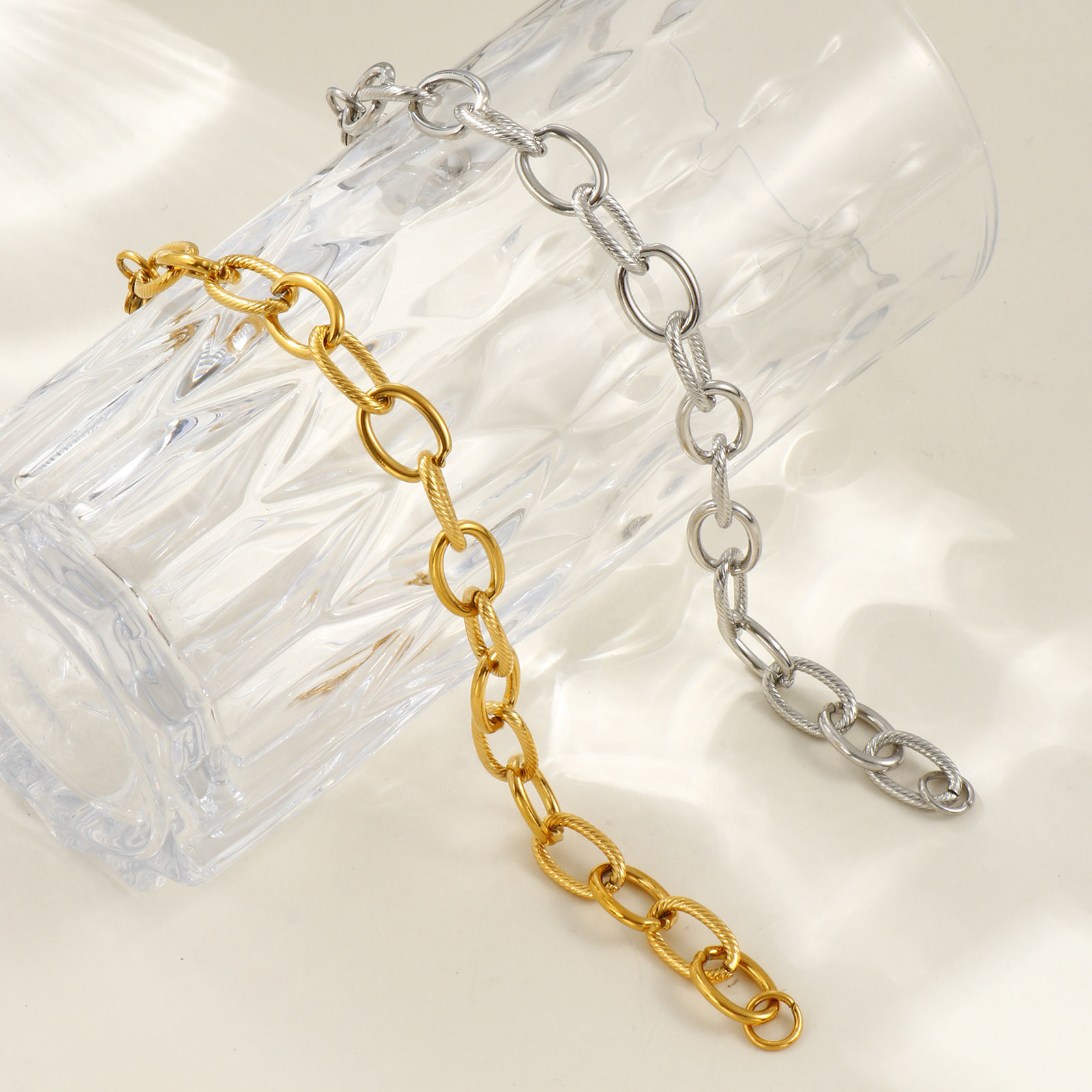 Изображение 1 ШТ Экологичный Элегантный Изысканный Разноцветный 304 Нержавеющая Сталь Ручной Работы Цепь Браслеты Для женщин подарок 19см длина