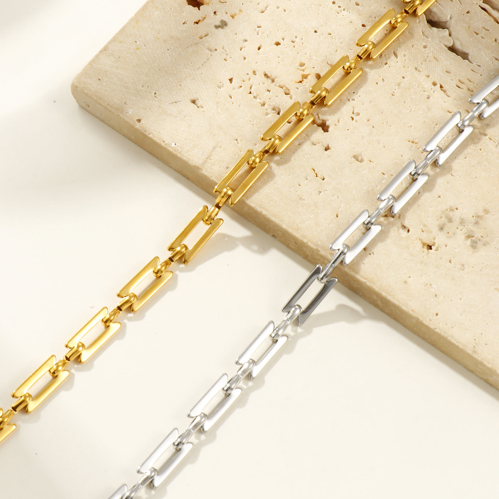 Image de 1 Piece Eco-friendly Dainty Exquisite Multicolor 304 Stainless Steel Handmade Link Chain Bracelets For Women Gift 20cm(7.9") long