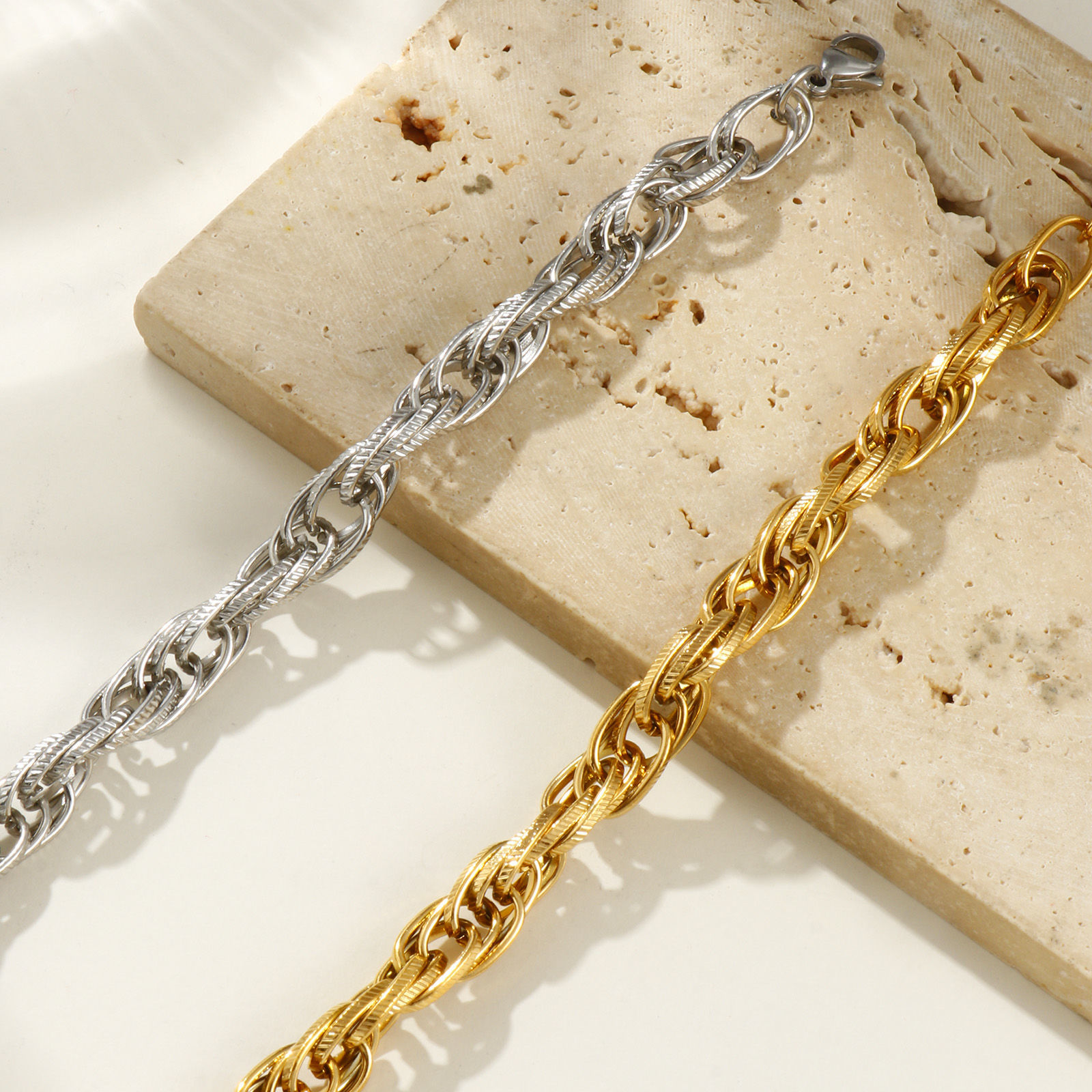 1 本 エコフレンドリー 雅びやか エレガント 素敵 多色 304ステンレス鋼 ハンドメイド手作りリンクチェーン ブレスレット 女性のため プレゼント 20cm長さ、 の画像