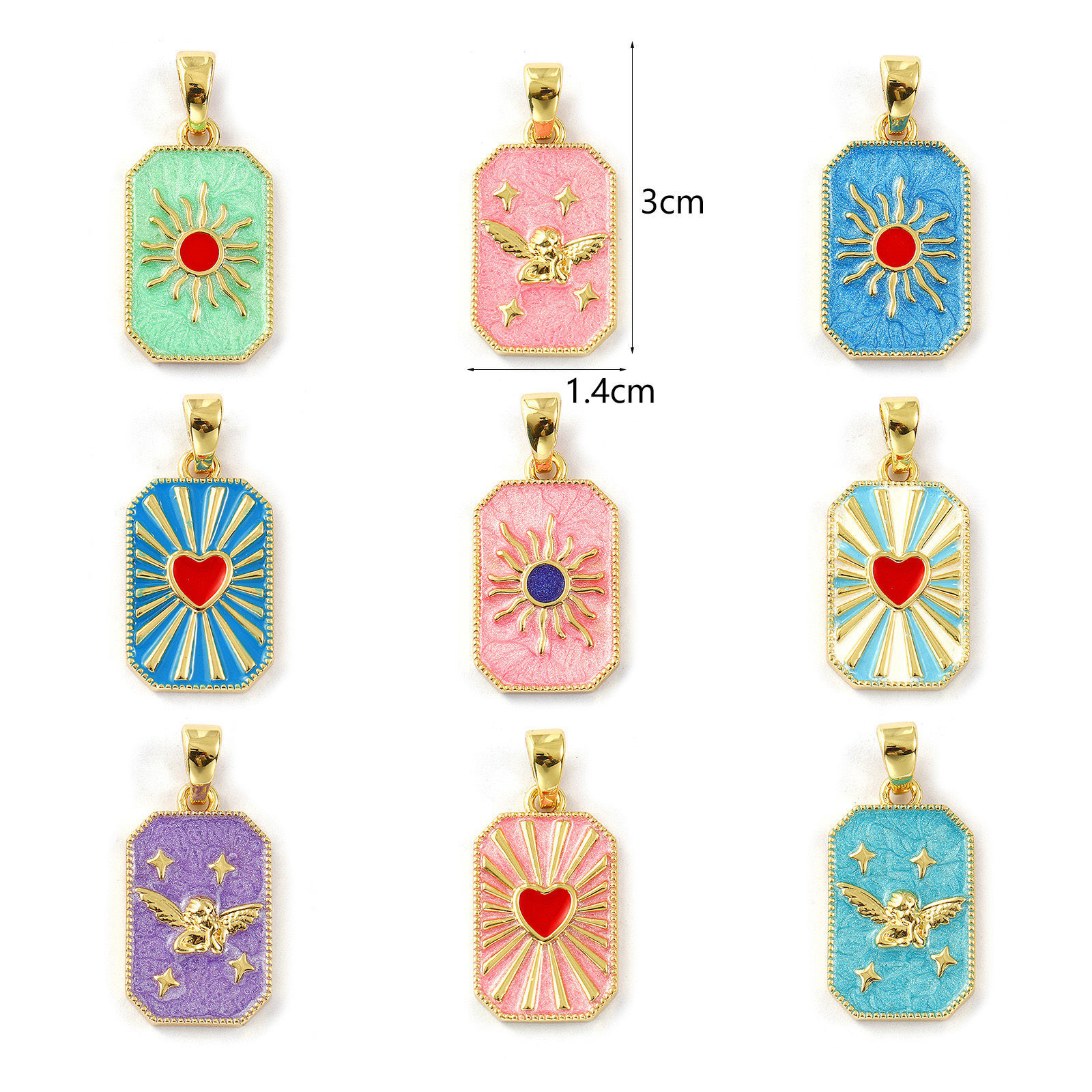 Picture of Eco-friendly Brass Pendants 18K Real Gold Plated Enamel Octagon 3cm x 1.4cm
