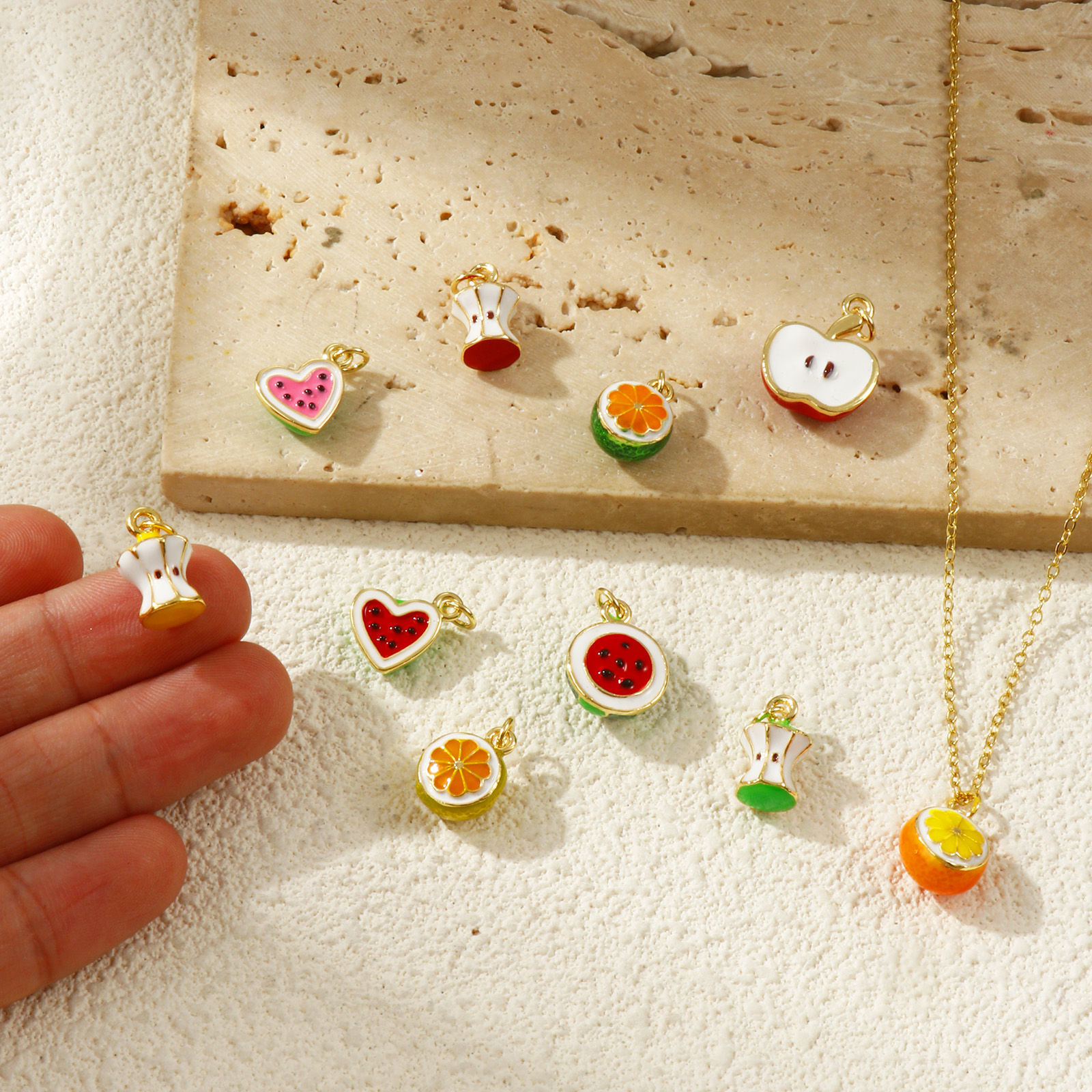 Picture of 1 Piece Eco-friendly Brass Flora Collection Charms 18K Real Gold Plated Enamel 3D