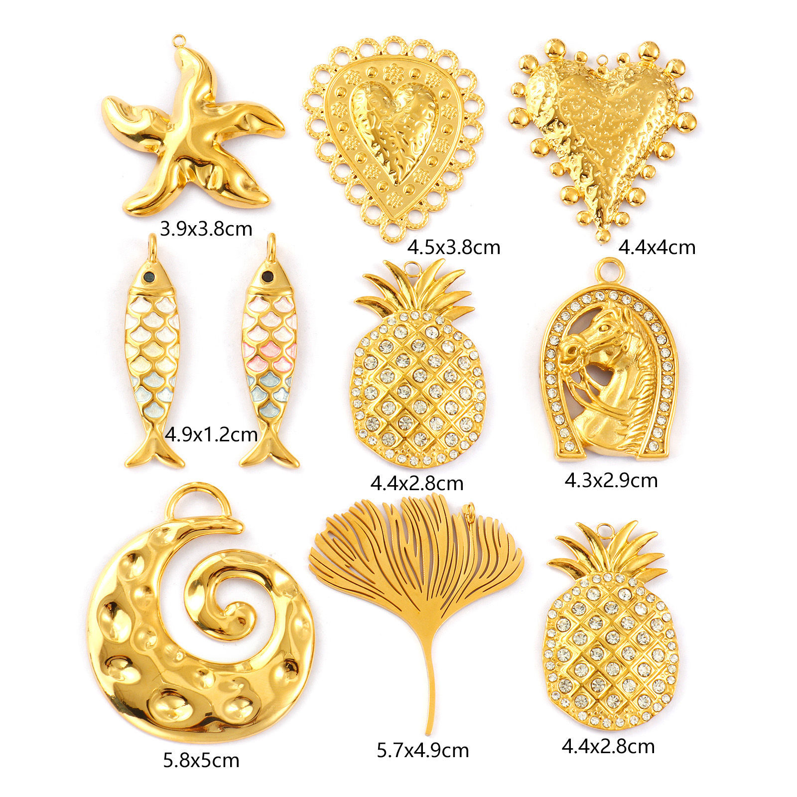 Изображение 1 Piece Eco-friendly PVD Vacuum Plating 304 Stainless Steel Pendants 18K Real Gold Plated