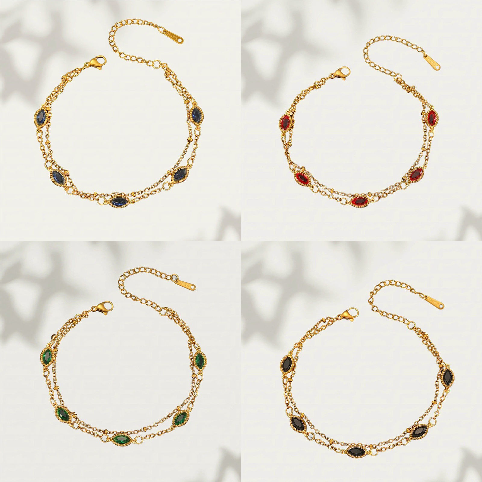 Изображение 1 ШТ вакуумное покрытие Стильный Изысканный 18K настоящее золото с покрытием 304 Из Нержавеющей Стали Горный Хрусталь Браслеты Для женщин подарок 17см длина