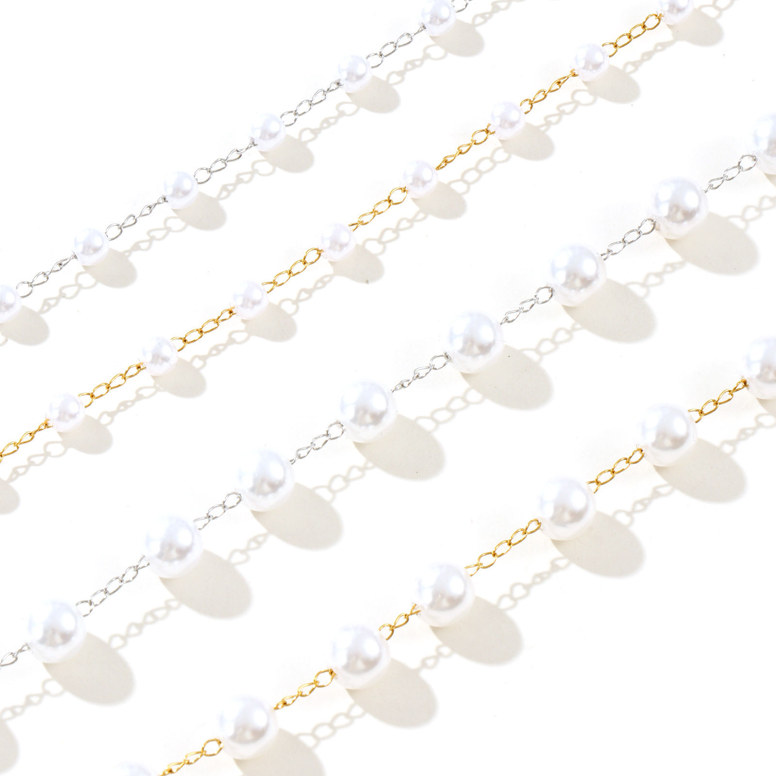 Imagen de 1 Unidad Multicolor Cadena de Cuentas Collares, 304 Acero Inoxidable & Acrílico 42cm + 5cm, Para Mujeres, Blanco Sencillo & Casual Exquisito Regalo, Respetuoso del Medio Ambiente