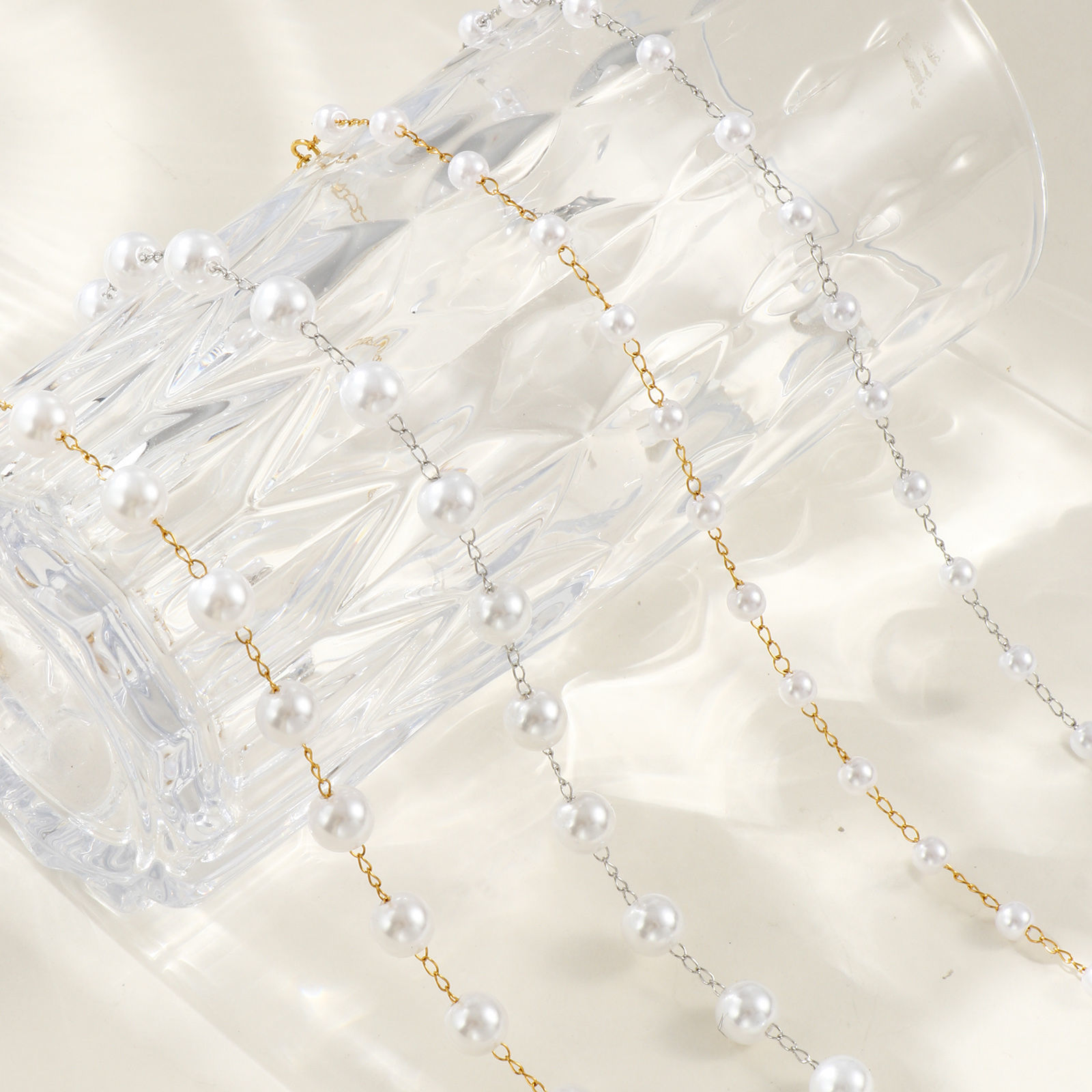 Imagen de 1 Unidad Multicolor Cadena de Cuentas Collares, 304 Acero Inoxidable & Acrílico 42cm + 5cm, Para Mujeres, Blanco Sencillo & Casual Exquisito Regalo, Respetuoso del Medio Ambiente