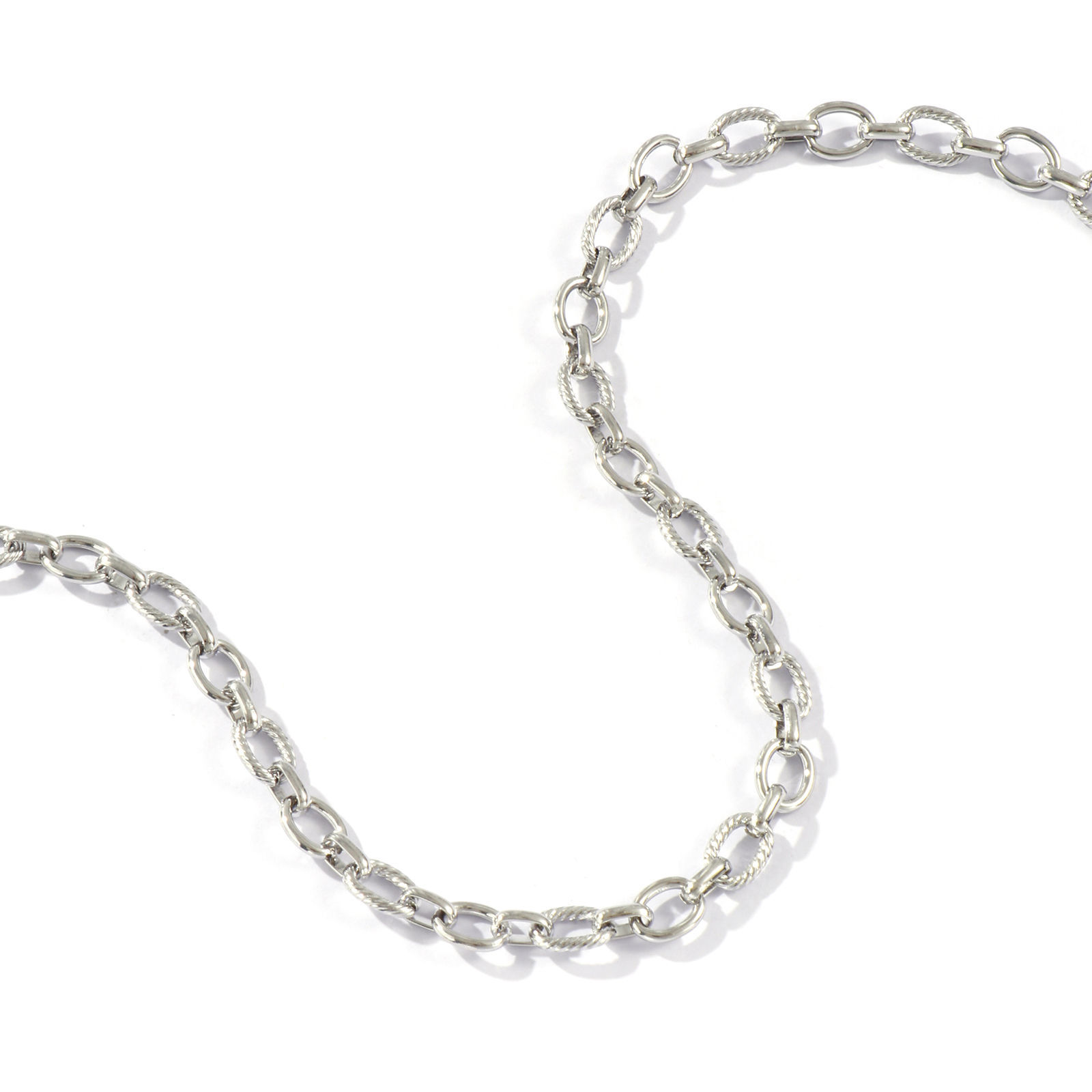 Picture of Silver Tone Handmade Link Chain Necklace, 304 Stainless Steel 40cm(15.7") + 5cm(2"), For Women, Simple & Casual Exquisite Gift, Eco-friendly