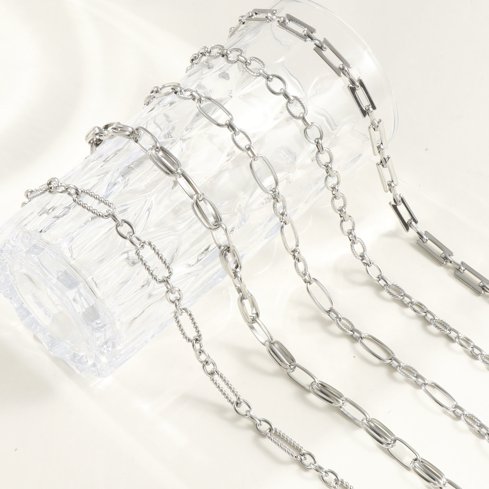 Picture of Silver Tone Handmade Link Chain Necklace, 304 Stainless Steel 40cm(15.7") + 5cm(2"), For Women, Simple & Casual Exquisite Gift, Eco-friendly