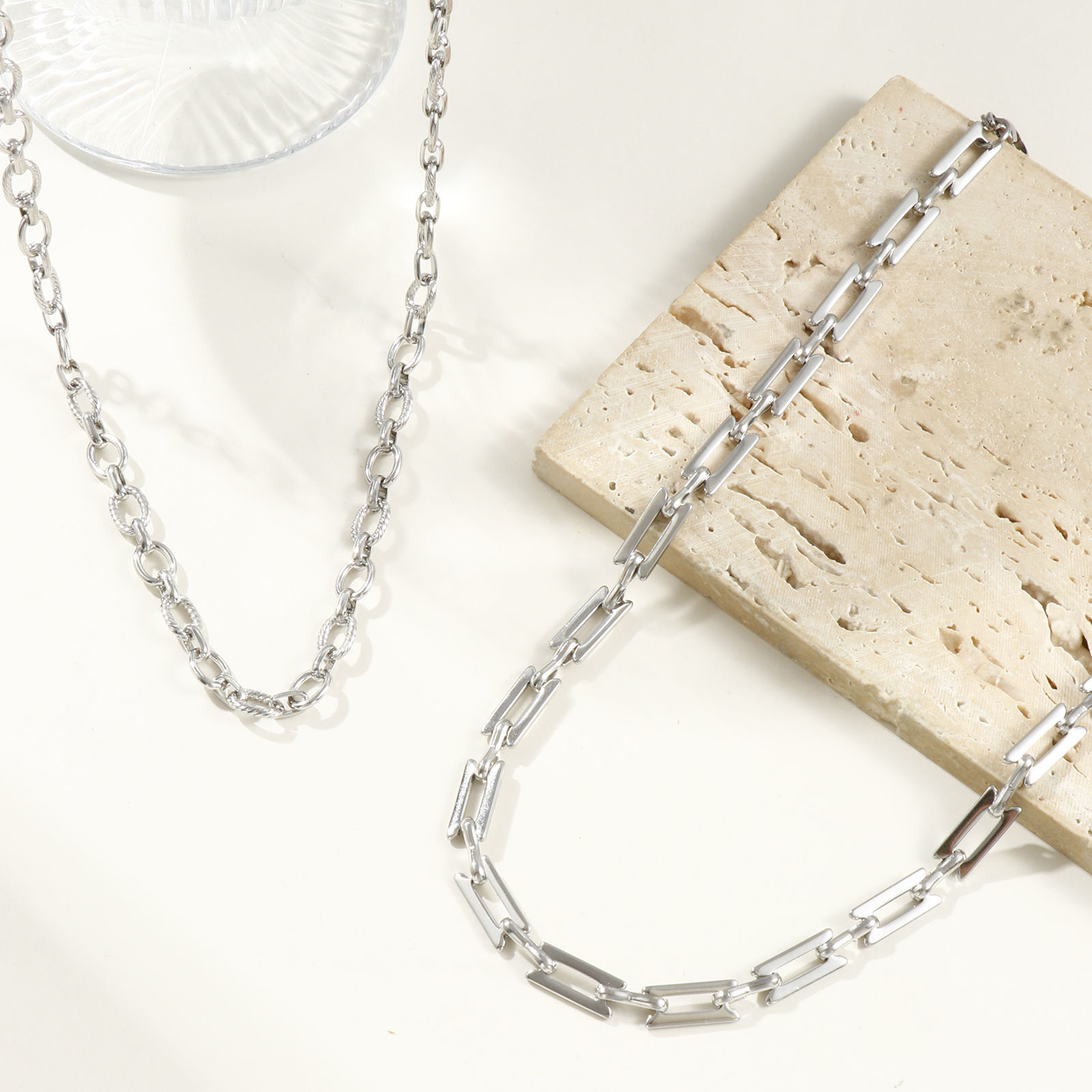 Picture of Silver Tone Handmade Link Chain Necklace, 304 Stainless Steel 40cm(15.7") + 5cm(2"), For Women, Simple & Casual Exquisite Gift, Eco-friendly