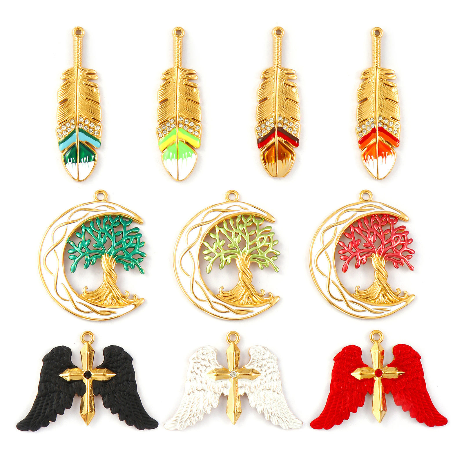 Picture of Eco-friendly PVD Vacuum Plating 304 Stainless Steel Pendants 18K Real Gold Plated Enamel