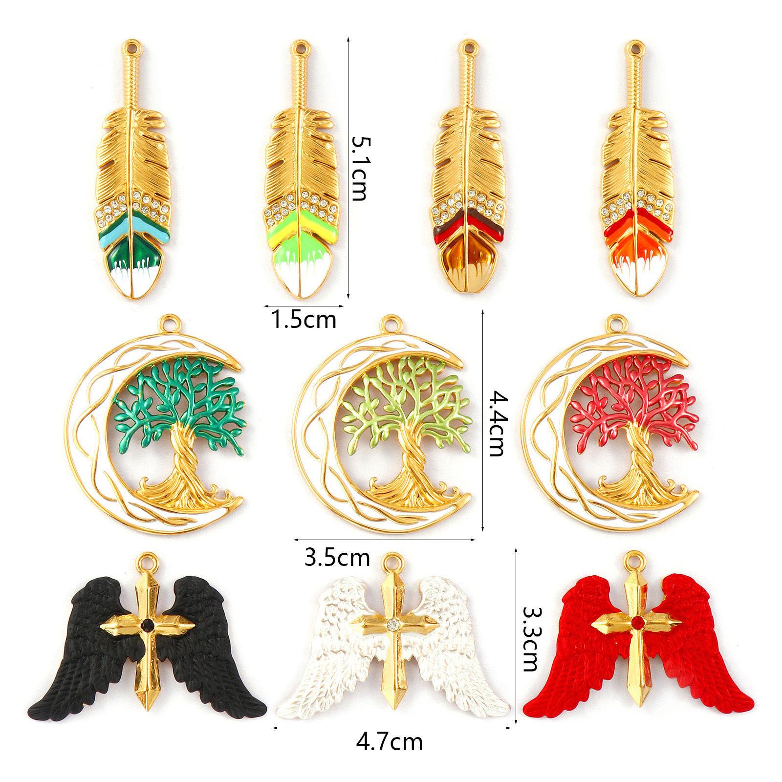 Picture of Eco-friendly PVD Vacuum Plating 304 Stainless Steel Pendants 18K Real Gold Plated Enamel