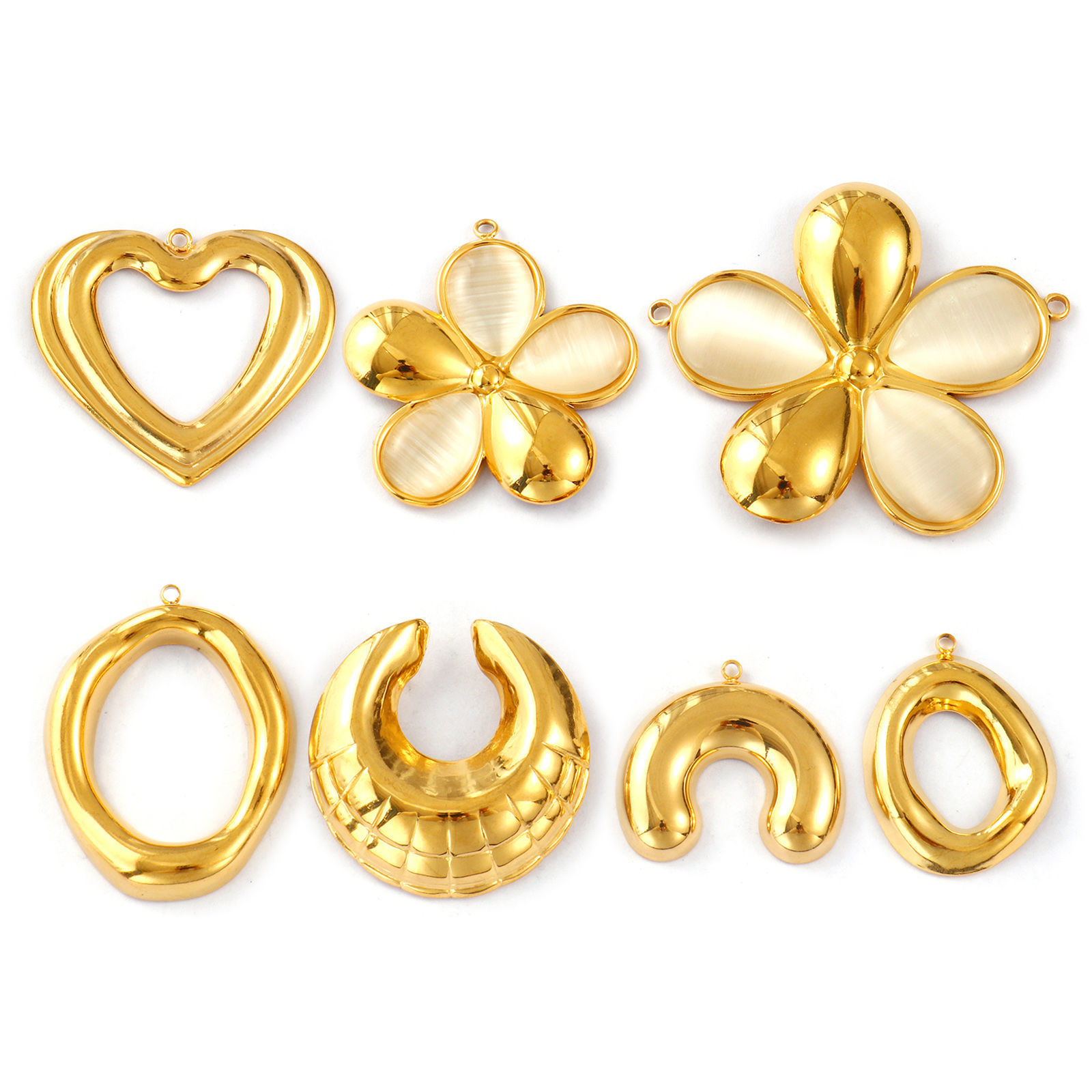 Image de 1 Pièce Connecteurs Pendentifs Breloques en 304 Acier Inoxydable Revêtement sous Vide PVD Respectueux de l'Environnement Plaqué Or Véritable 18K