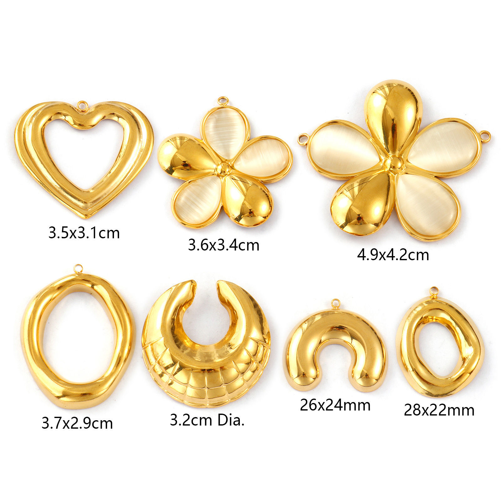 Image de 1 Pièce Connecteurs Pendentifs Breloques en 304 Acier Inoxydable Revêtement sous Vide PVD Respectueux de l'Environnement Plaqué Or Véritable 18K