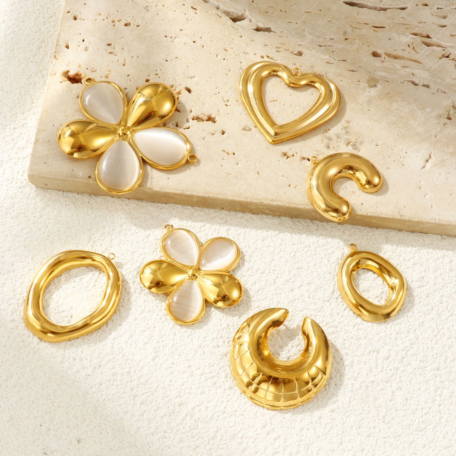 Image de 1 Pièce Connecteurs Pendentifs Breloques en 304 Acier Inoxydable Revêtement sous Vide PVD Respectueux de l'Environnement Plaqué Or Véritable 18K