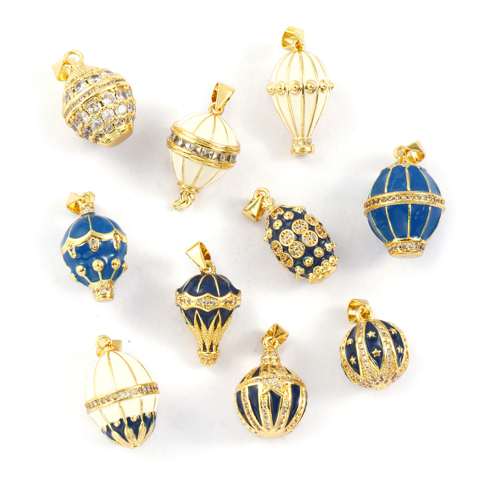 Picture of 1 Piece Eco-friendly Brass Charm Pendant 18K Real Gold Plated Micro Pave Clear Cubic Zirconia