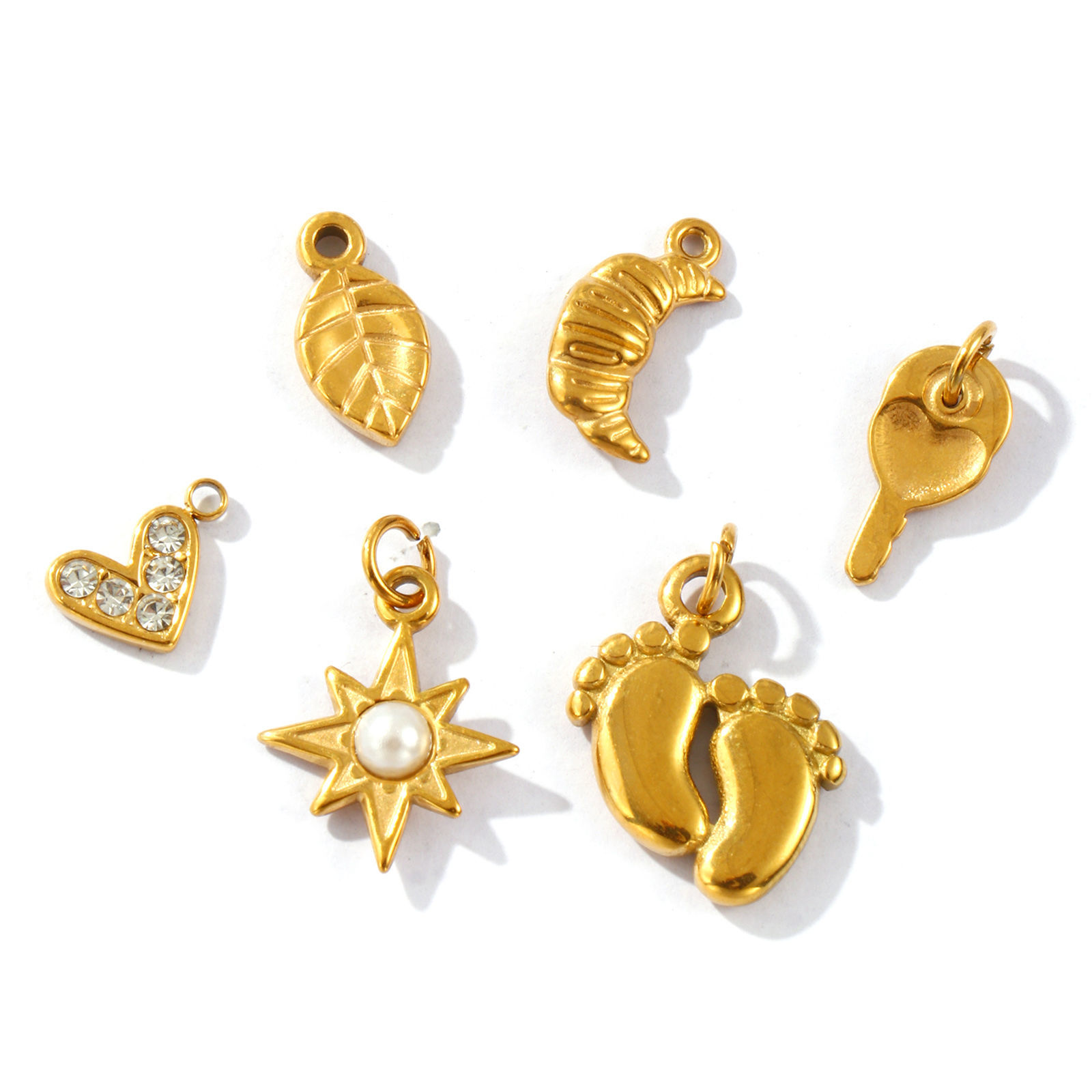 Picture of 2 PCs Eco-friendly PVD Vacuum Plating Waterproof Anti-Tarnish Hypoallergenic 304 Stainless Steel Charms 18K Real Gold Plated