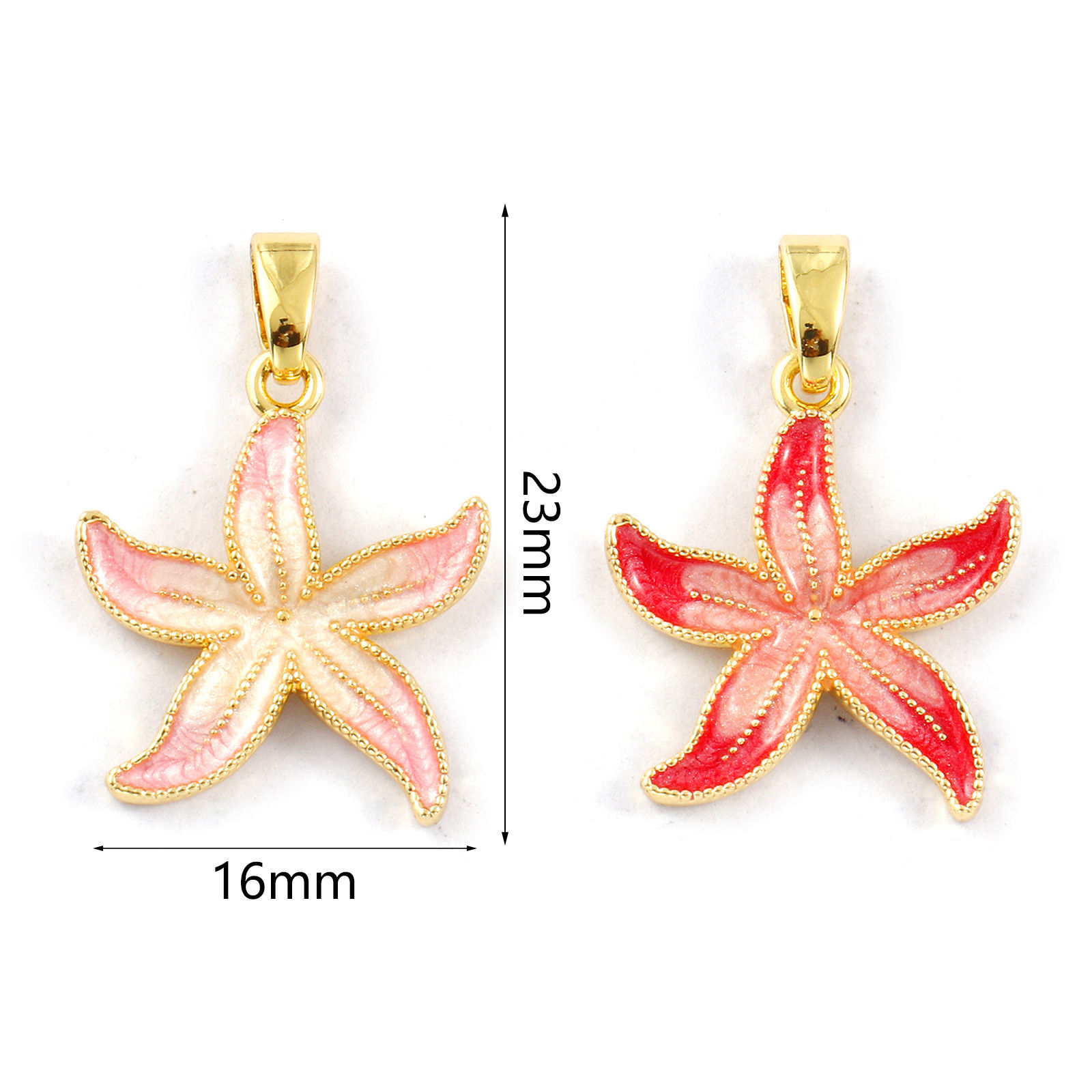 Picture of 2 PCs Eco-friendly Brass Flora Collection Charm Pendant 18K Real Gold Plated Flower Pearlized 23mm x 16mm