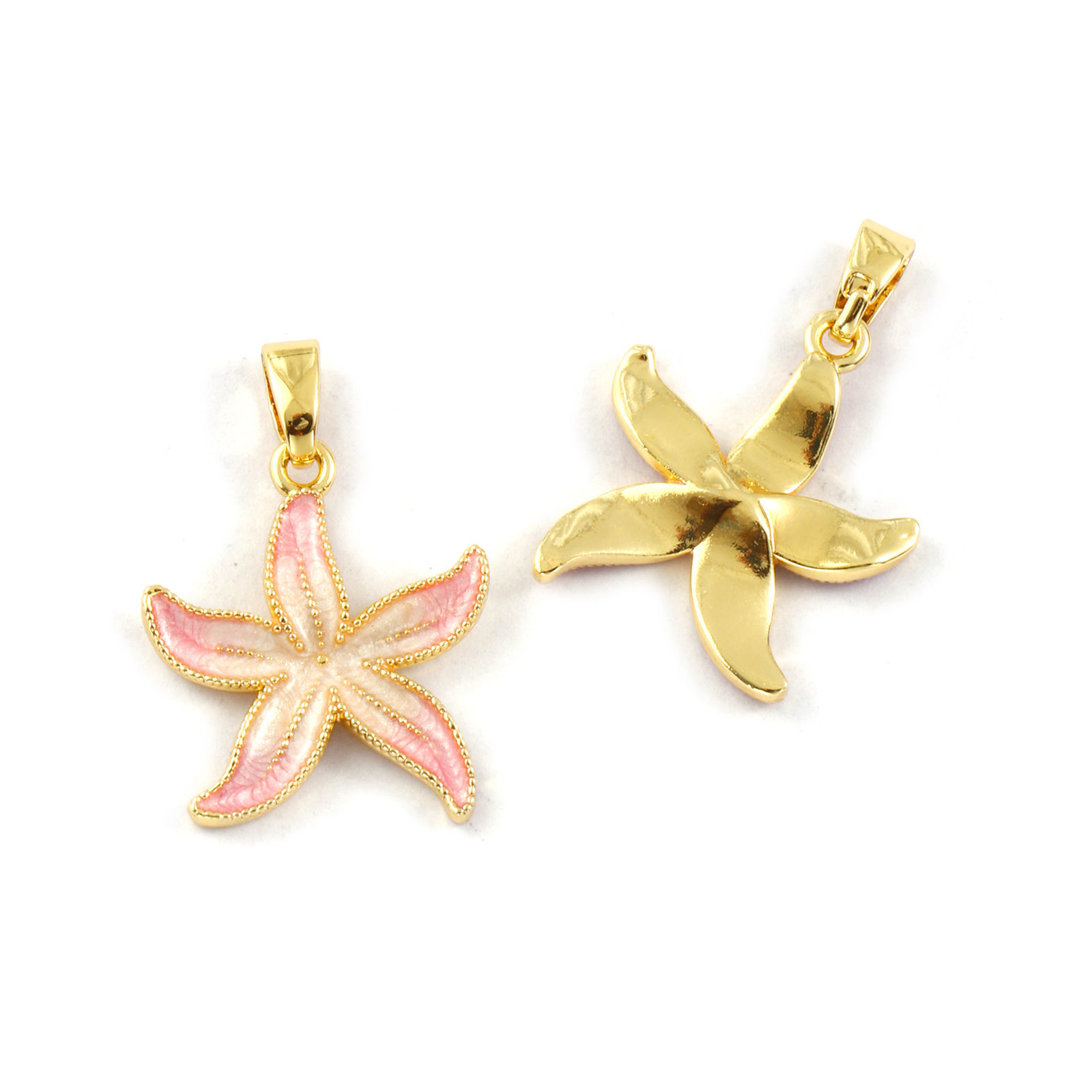 Picture of 2 PCs Eco-friendly Brass Flora Collection Charm Pendant 18K Real Gold Plated Flower Pearlized 23mm x 16mm