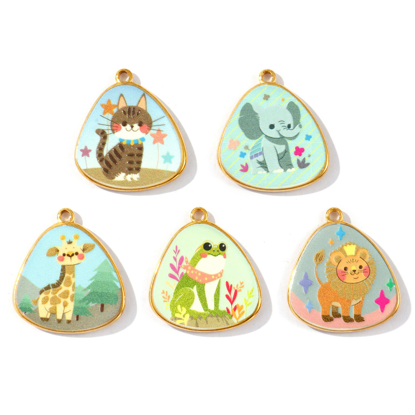 Picture of 2 PCs Eco-friendly PVD Vacuum Plating Waterproof Anti-Tarnish Hypoallergenic 304 Stainless Steel Pendants 18K Real Gold Plated Animal Printed 3cm x 2.6cm