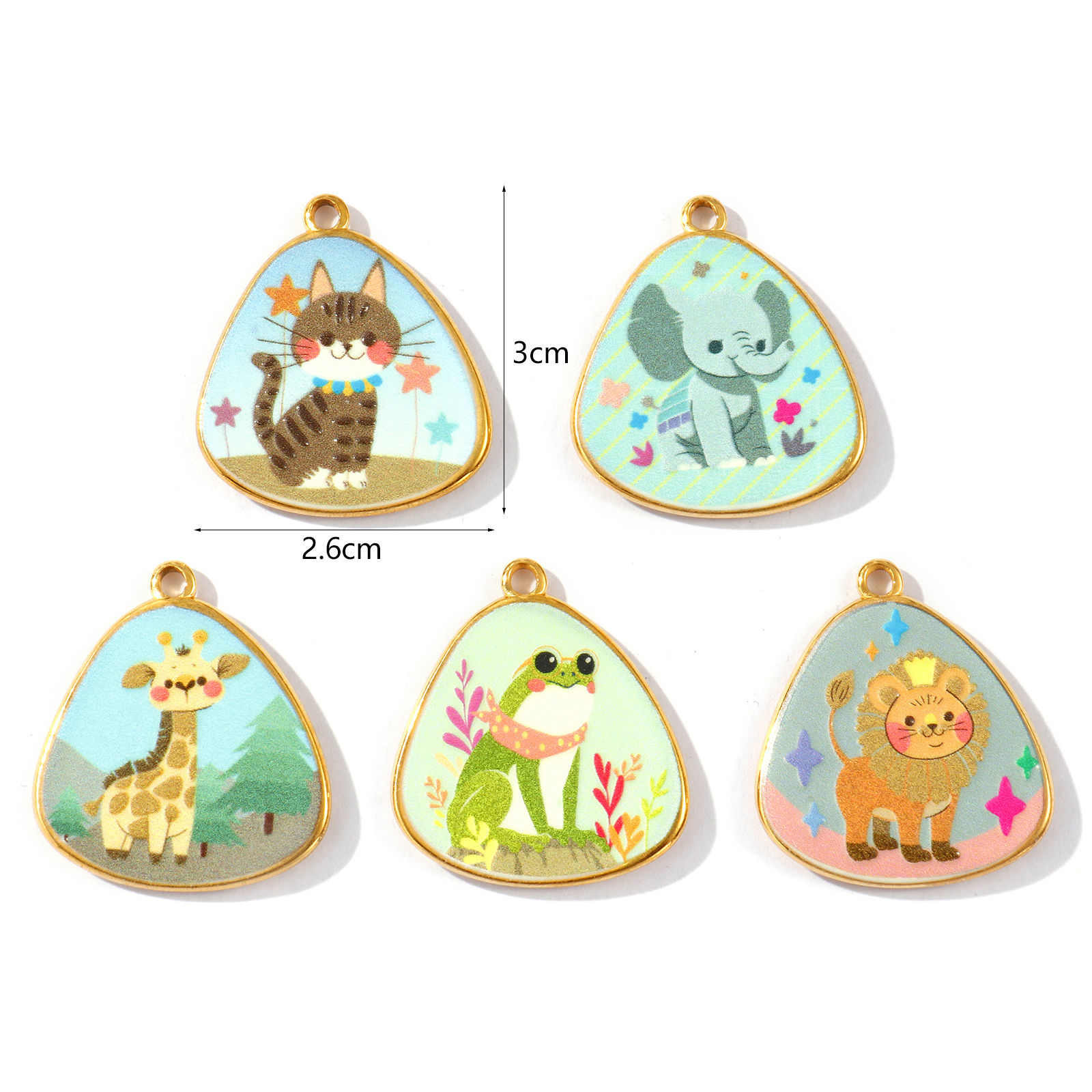 Picture of 2 PCs Eco-friendly PVD Vacuum Plating Waterproof Anti-Tarnish Hypoallergenic 304 Stainless Steel Pendants 18K Real Gold Plated Animal Printed 3cm x 2.6cm