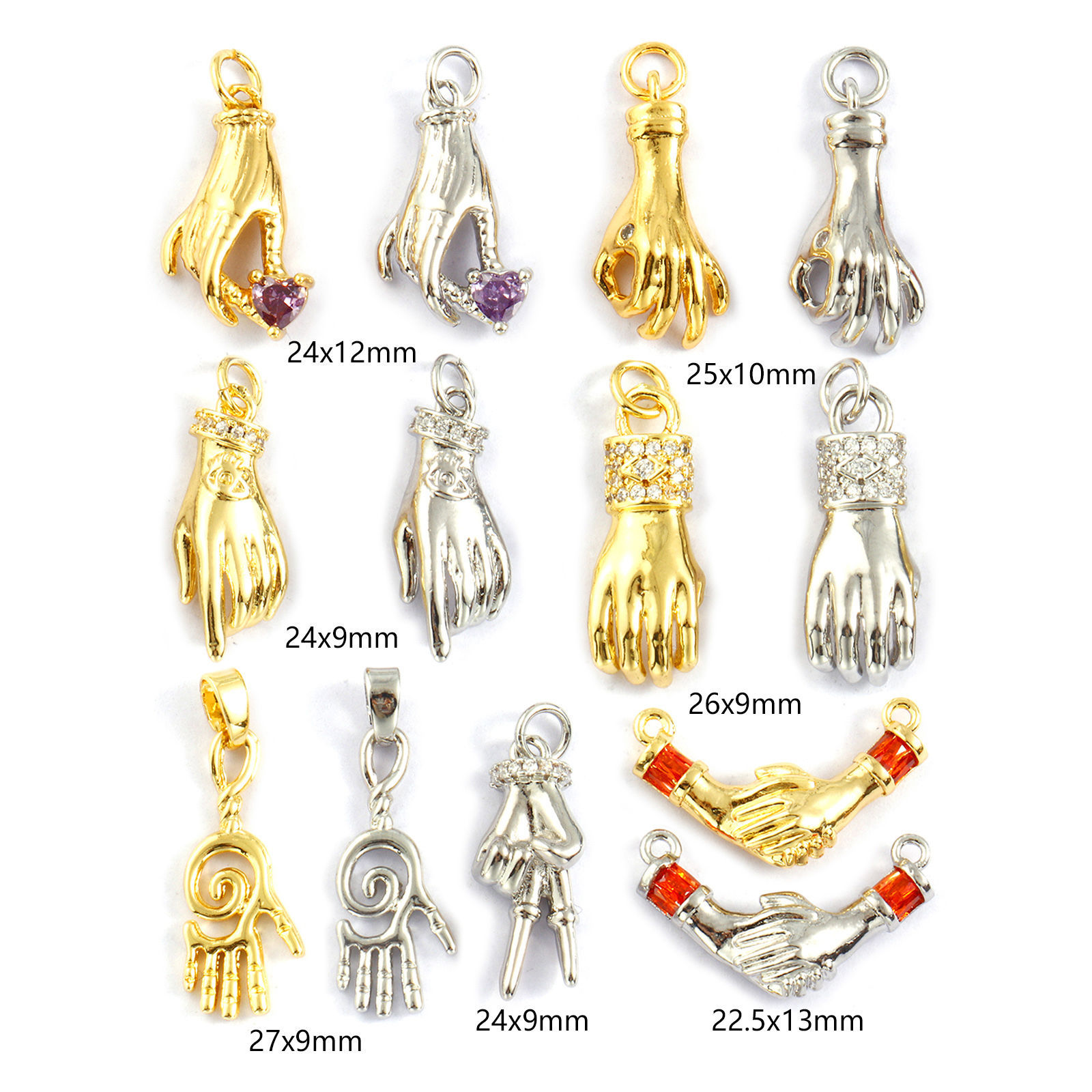 Picture of Eco-friendly Brass Charms Real Gold Plated Hand Sign Gesture