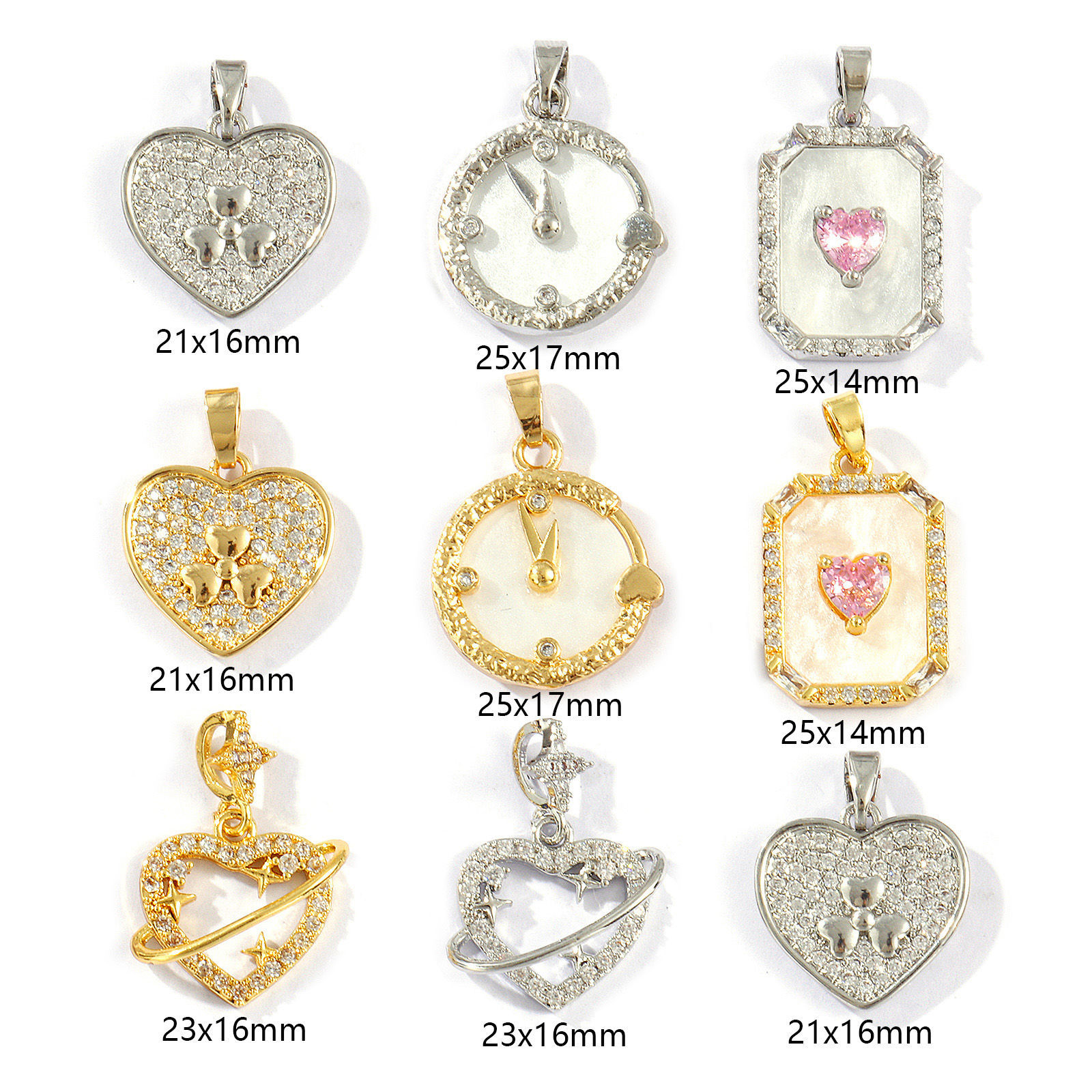 Image de 2 Pcs Breloques La Saint Valentin en Laiton & Zirconia Cubique Multicolore Micro Pave