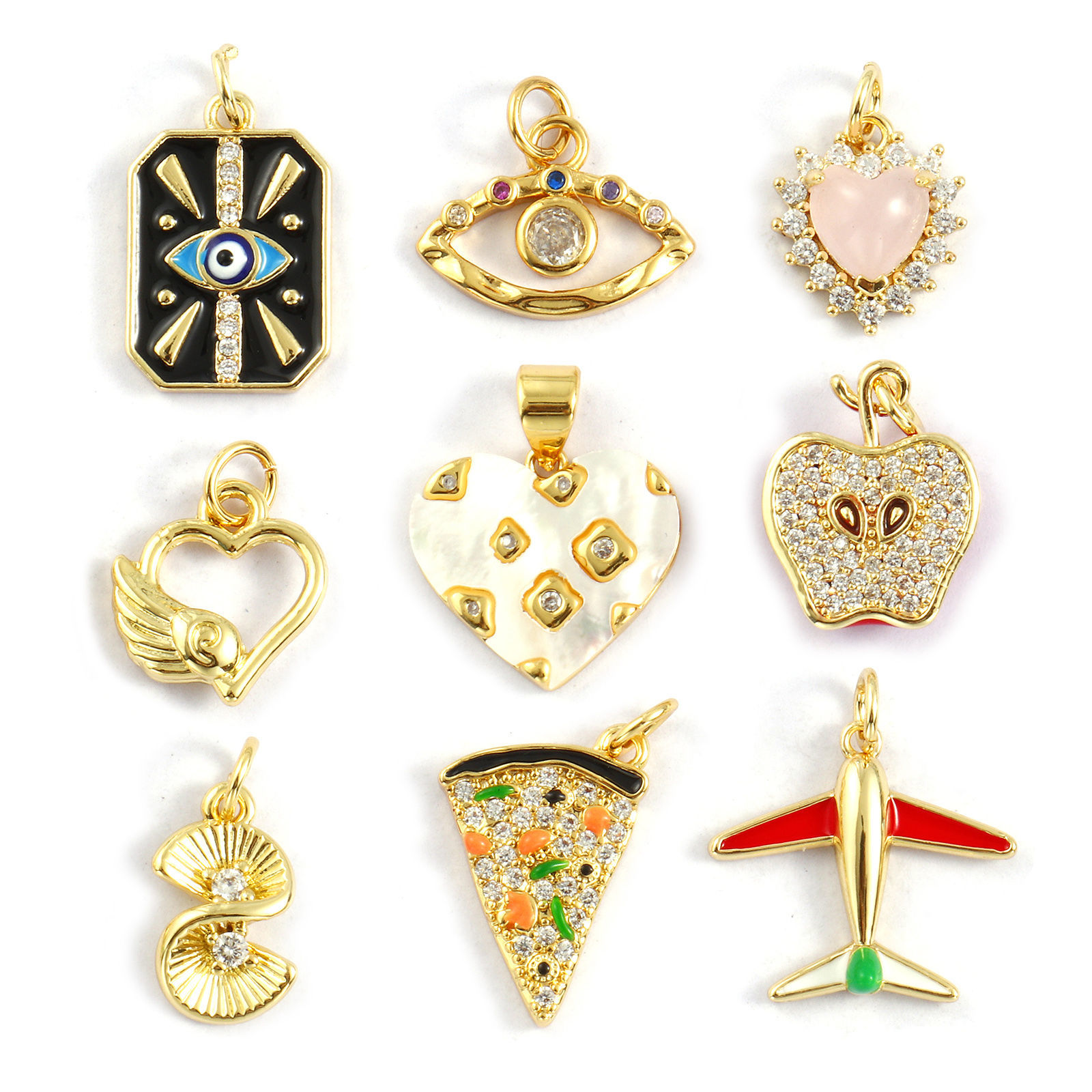 Picture of Eco-friendly Brass Charms 18K Real Gold Plated Pizza Eye