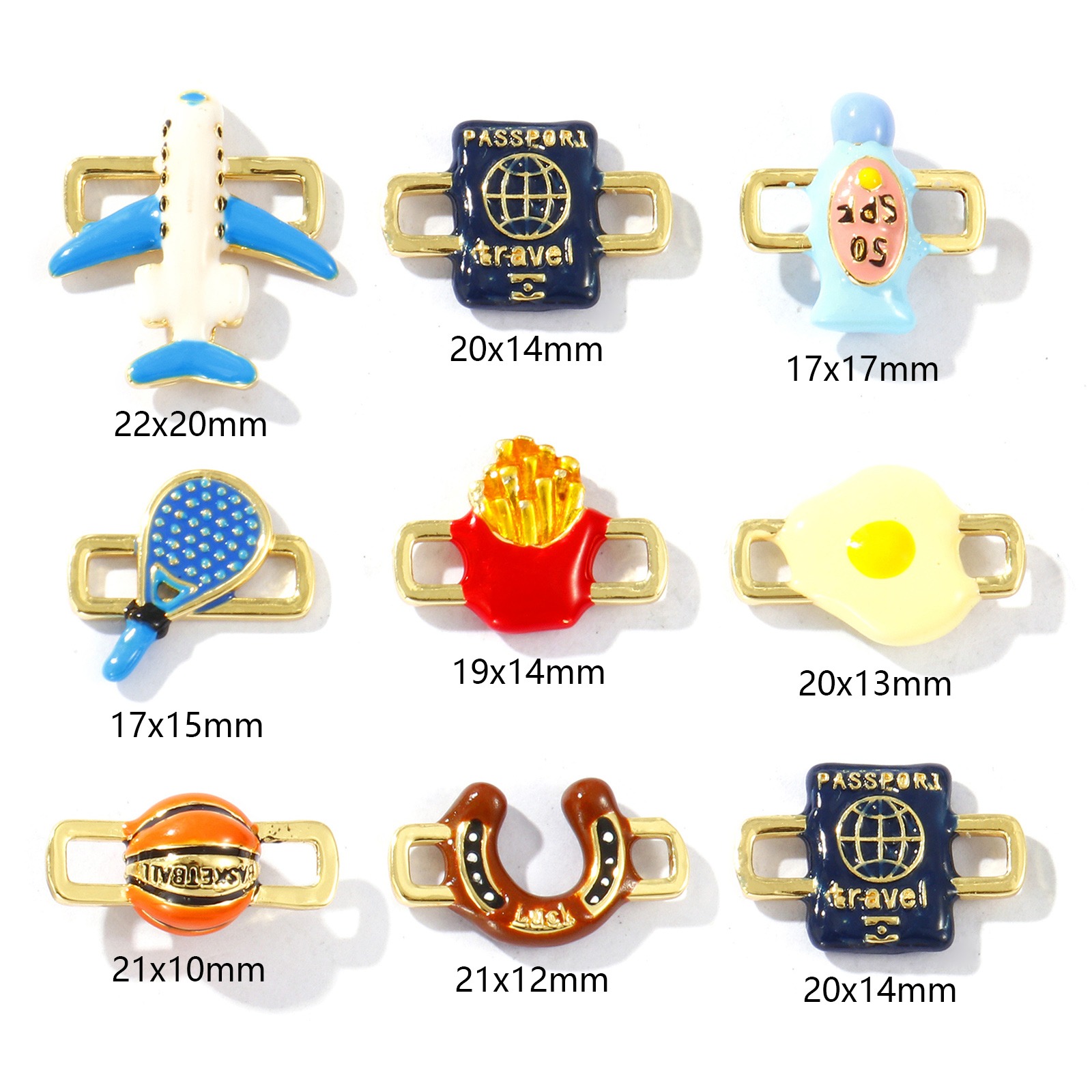 Bild von Messing Steckverbinder Charms Anhänger 18K Vergoldet Emaille 3D