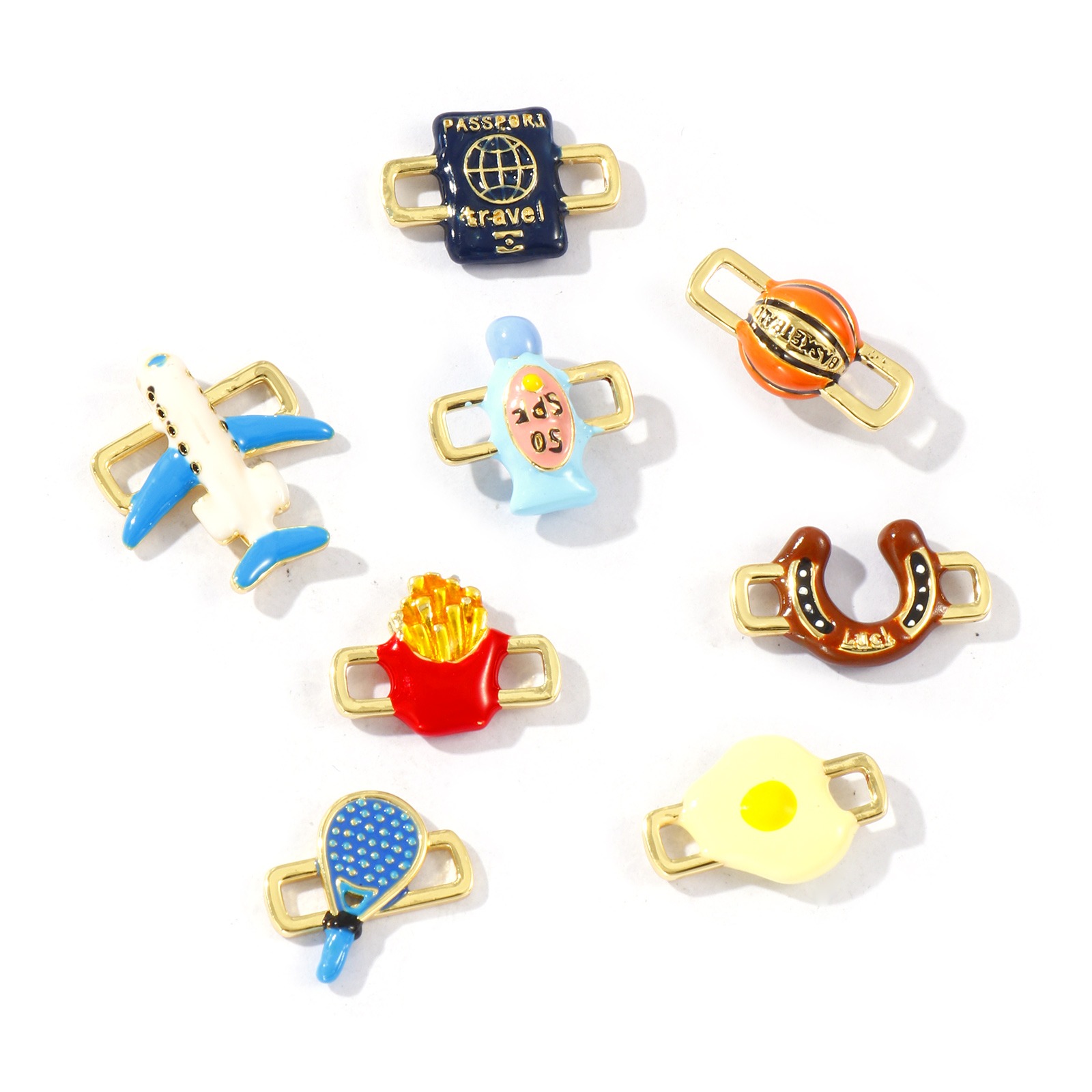 Bild von Messing Steckverbinder Charms Anhänger 18K Vergoldet Emaille 3D