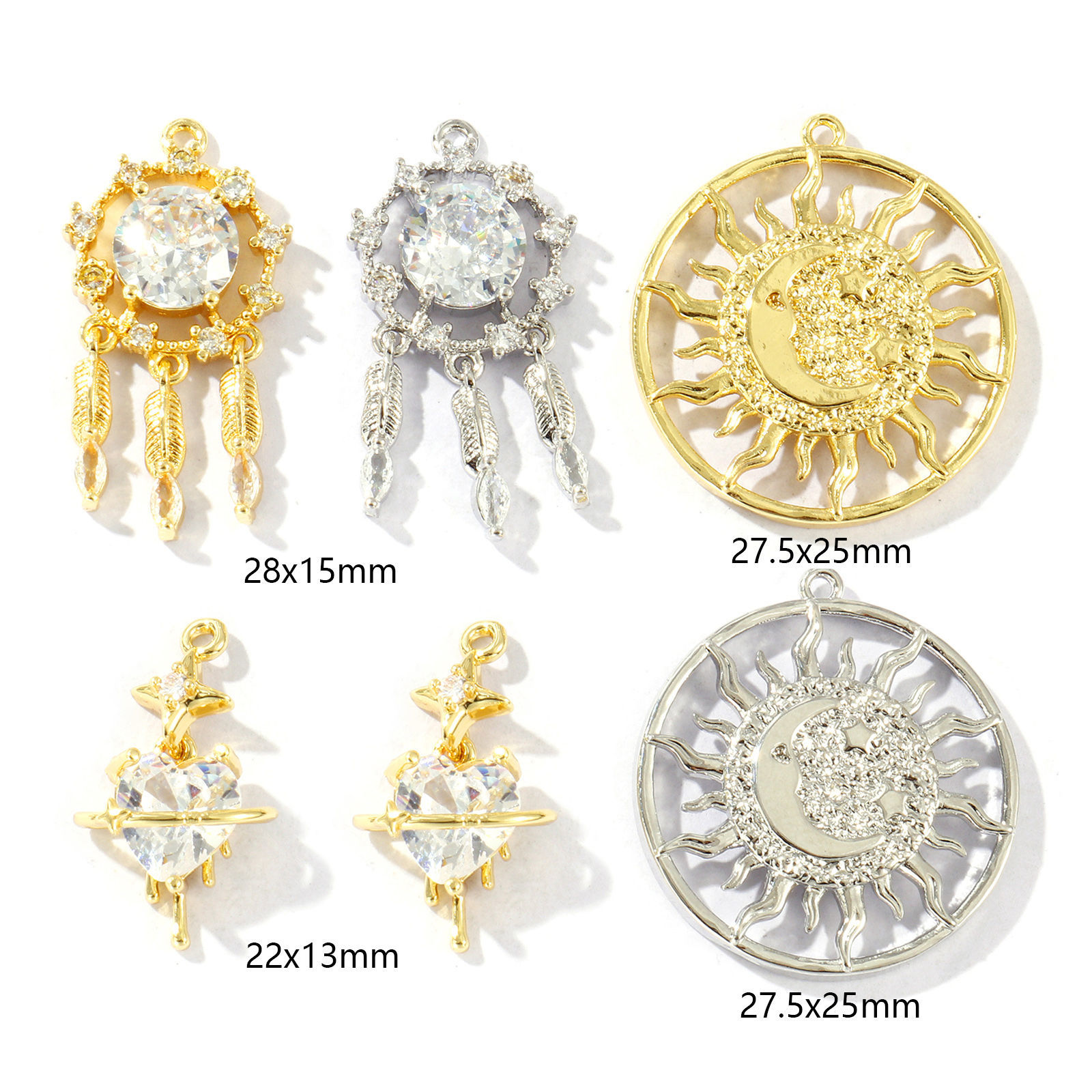 Изображение 2 ШТ Латунь Подвески Разноцветный Ловец снов Солнце