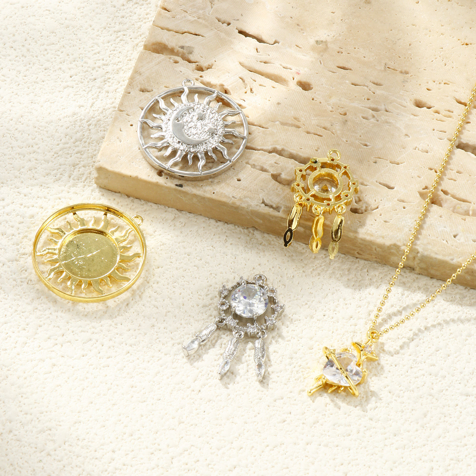 Изображение 2 ШТ Латунь Подвески Разноцветный Ловец снов Солнце