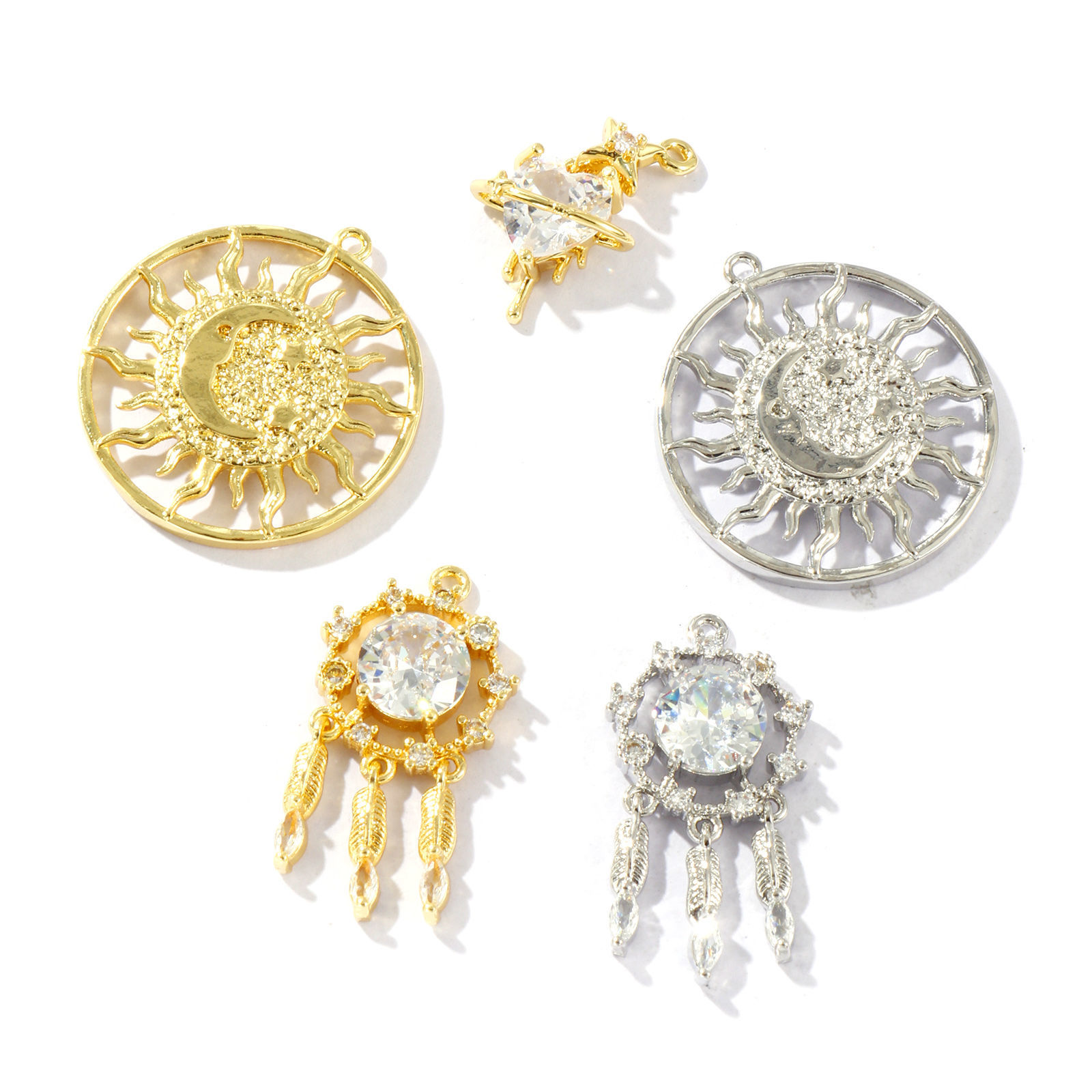 Изображение 2 ШТ Латунь Подвески Разноцветный Ловец снов Солнце