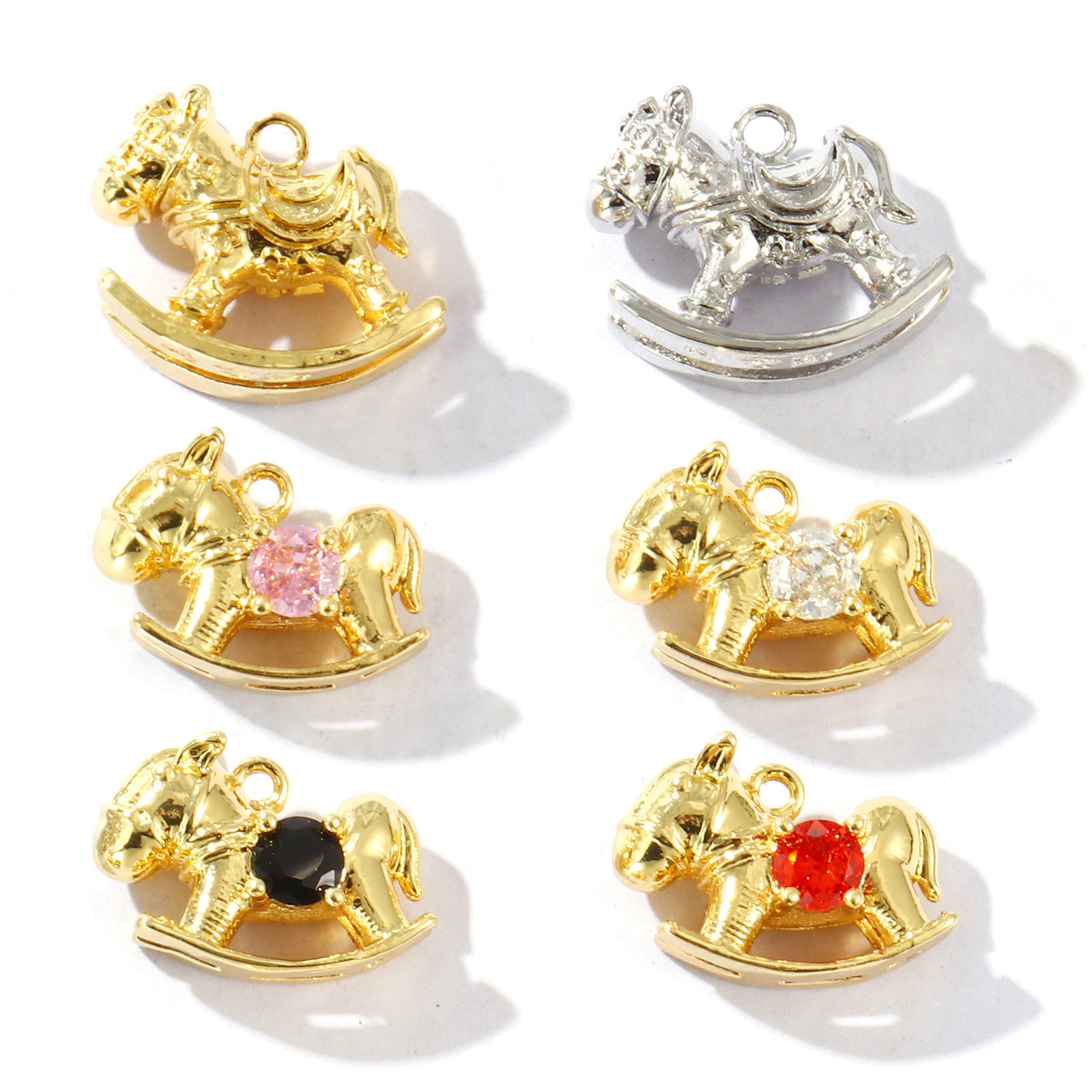 Изображение 2 ШТ Латунь Подвески Разноцветный Лошадь Трехмерный