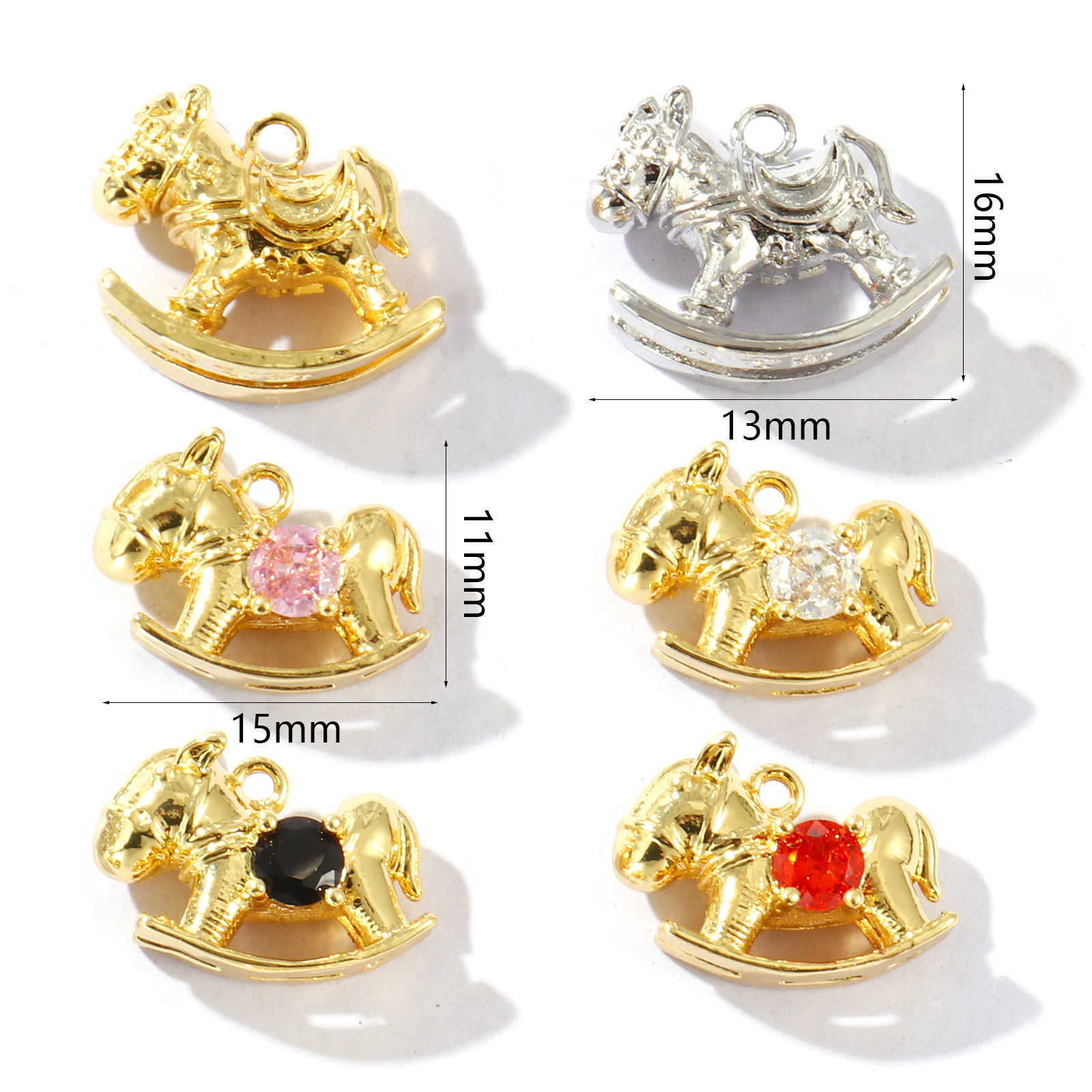 Изображение 2 ШТ Латунь Подвески Разноцветный Лошадь Трехмерный