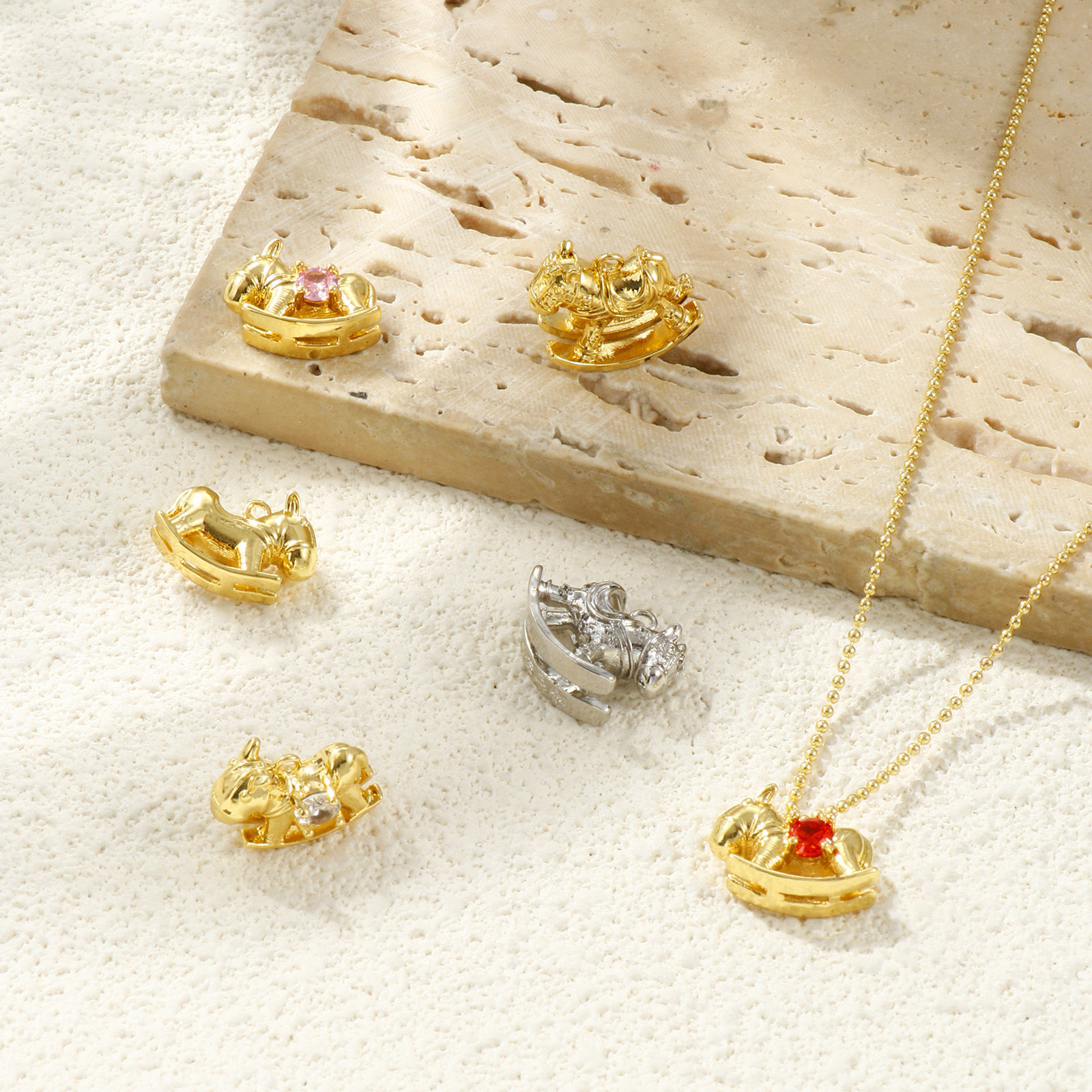 Изображение 2 ШТ Латунь Подвески Разноцветный Лошадь Трехмерный