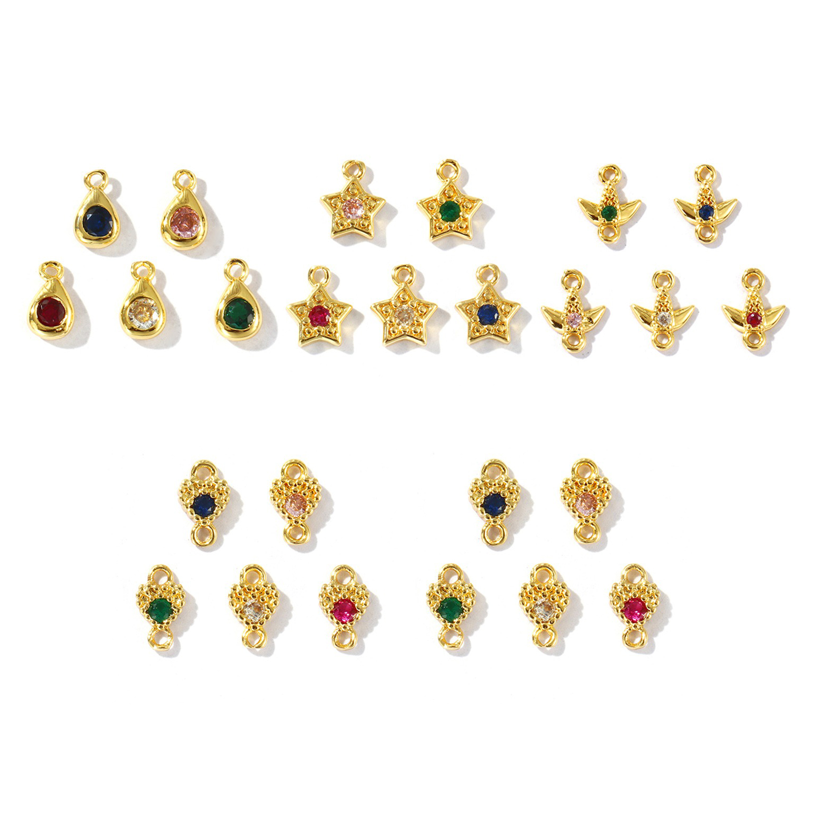 Picture of Brass Charms Multicolor Geometric Mixed Color Rhinestone