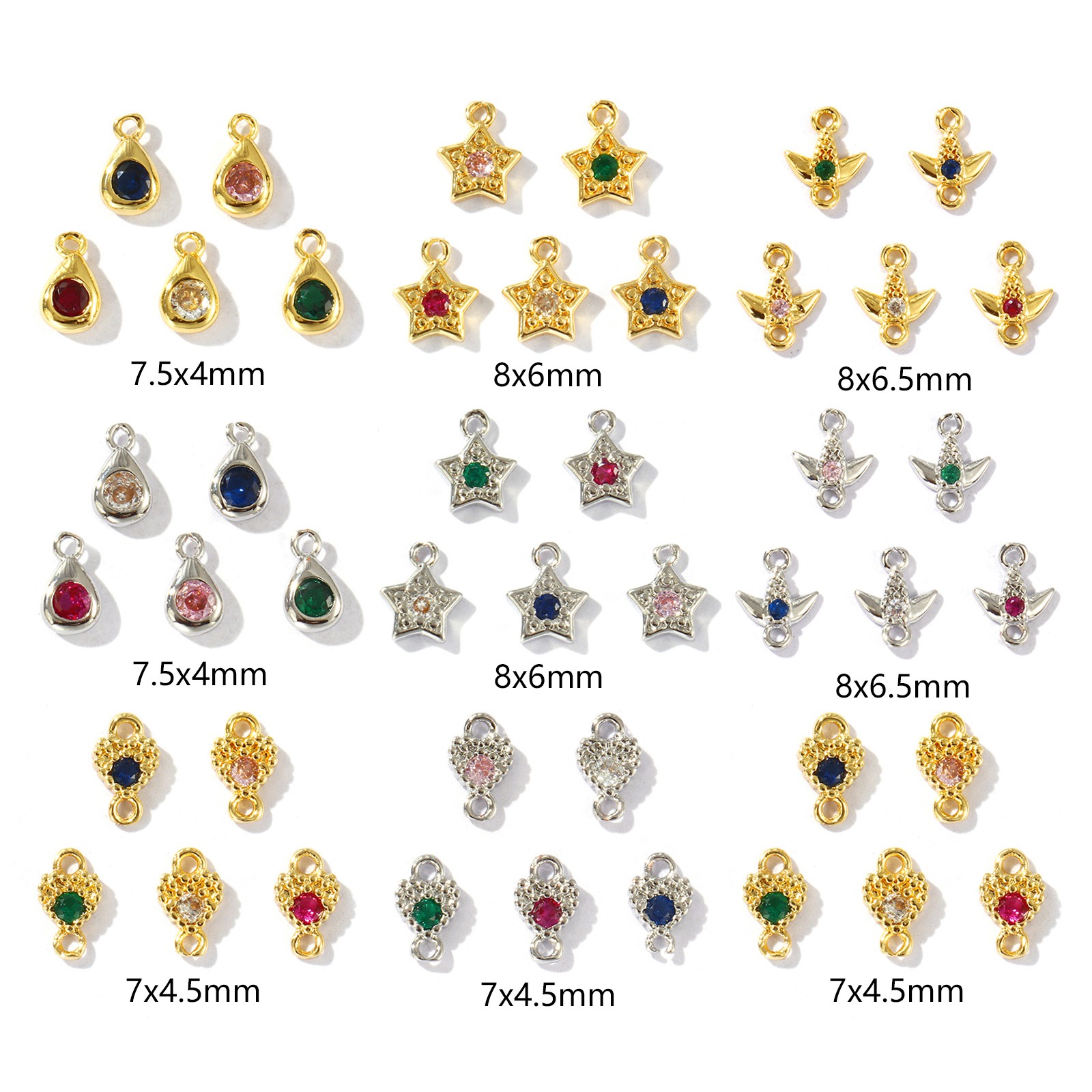 Picture of Brass Charms Multicolor Geometric Mixed Color Rhinestone