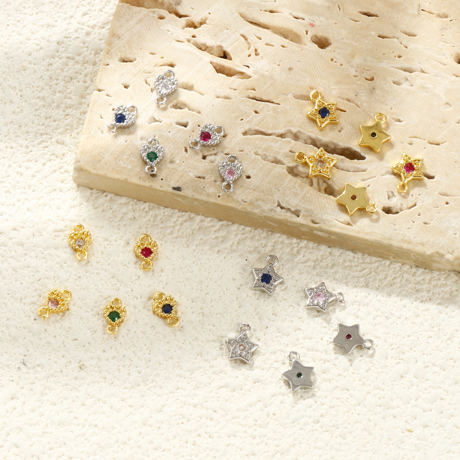 Picture of Brass Charms Multicolor Geometric Mixed Color Rhinestone