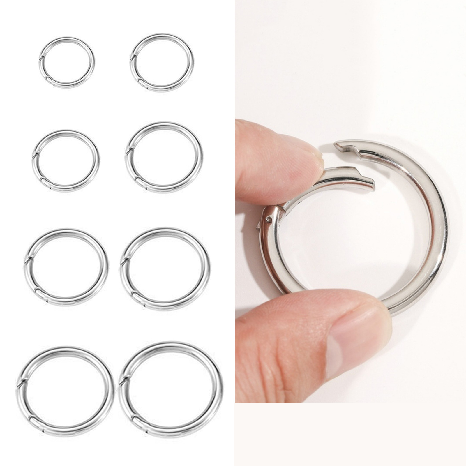 Picture of Eco-friendly 316 Stainless Steel Bolt Spring Ring Clasps Silver Tone