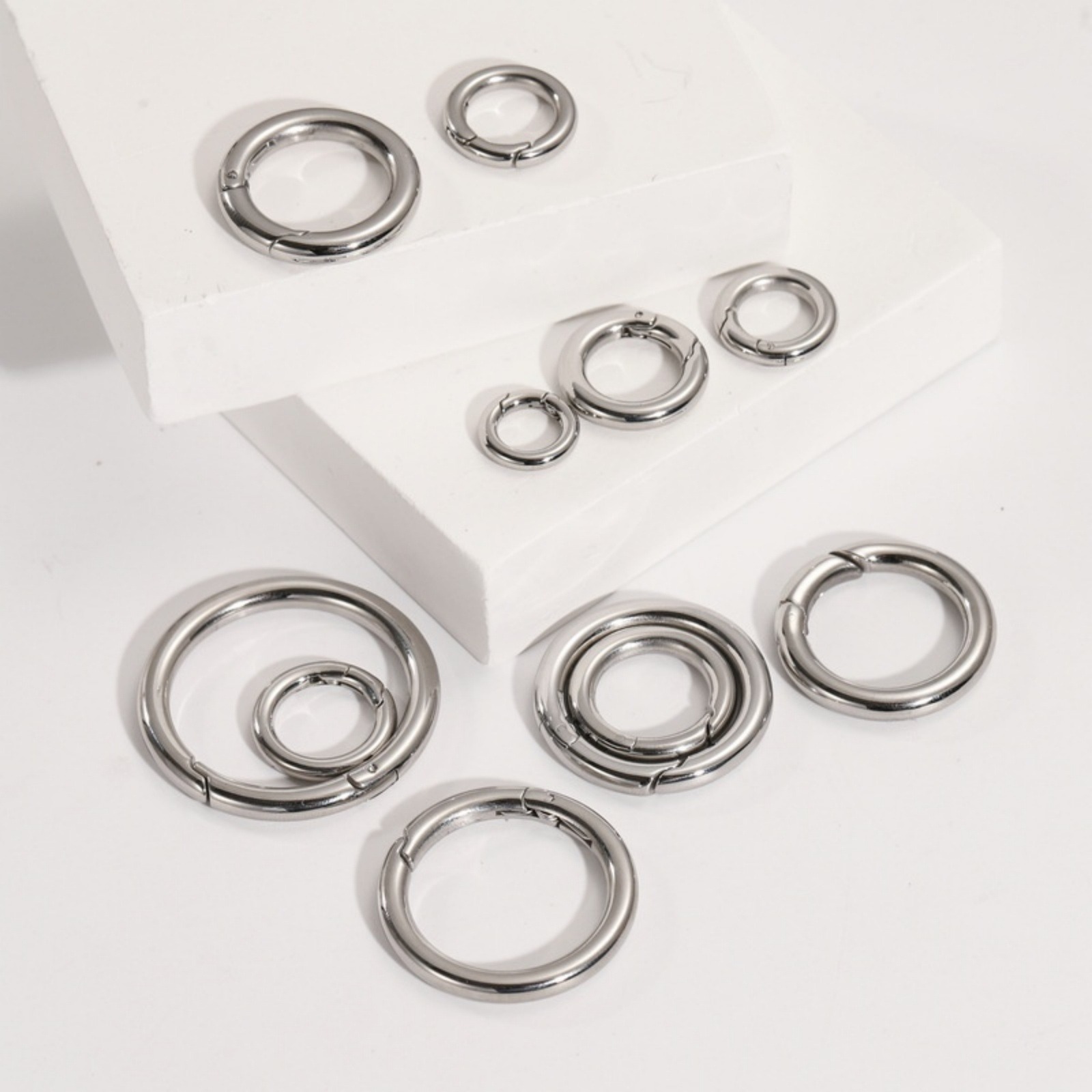 Picture of Eco-friendly 316 Stainless Steel Bolt Spring Ring Clasps Silver Tone