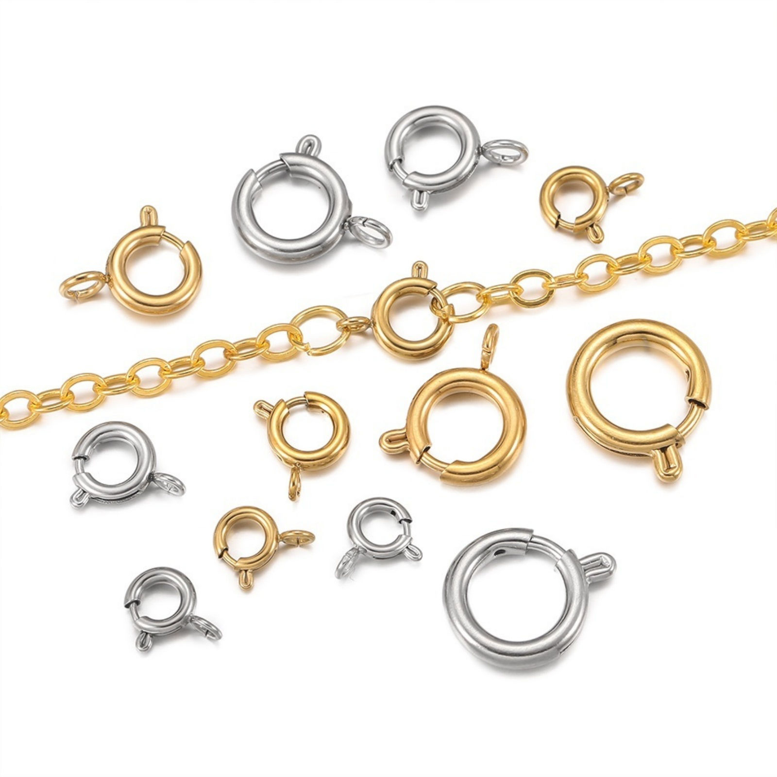 Image de 5 Pcs Fermoirs à Ressort en 304 Acier Inoxydable Respectueux de la Nature Multicolore